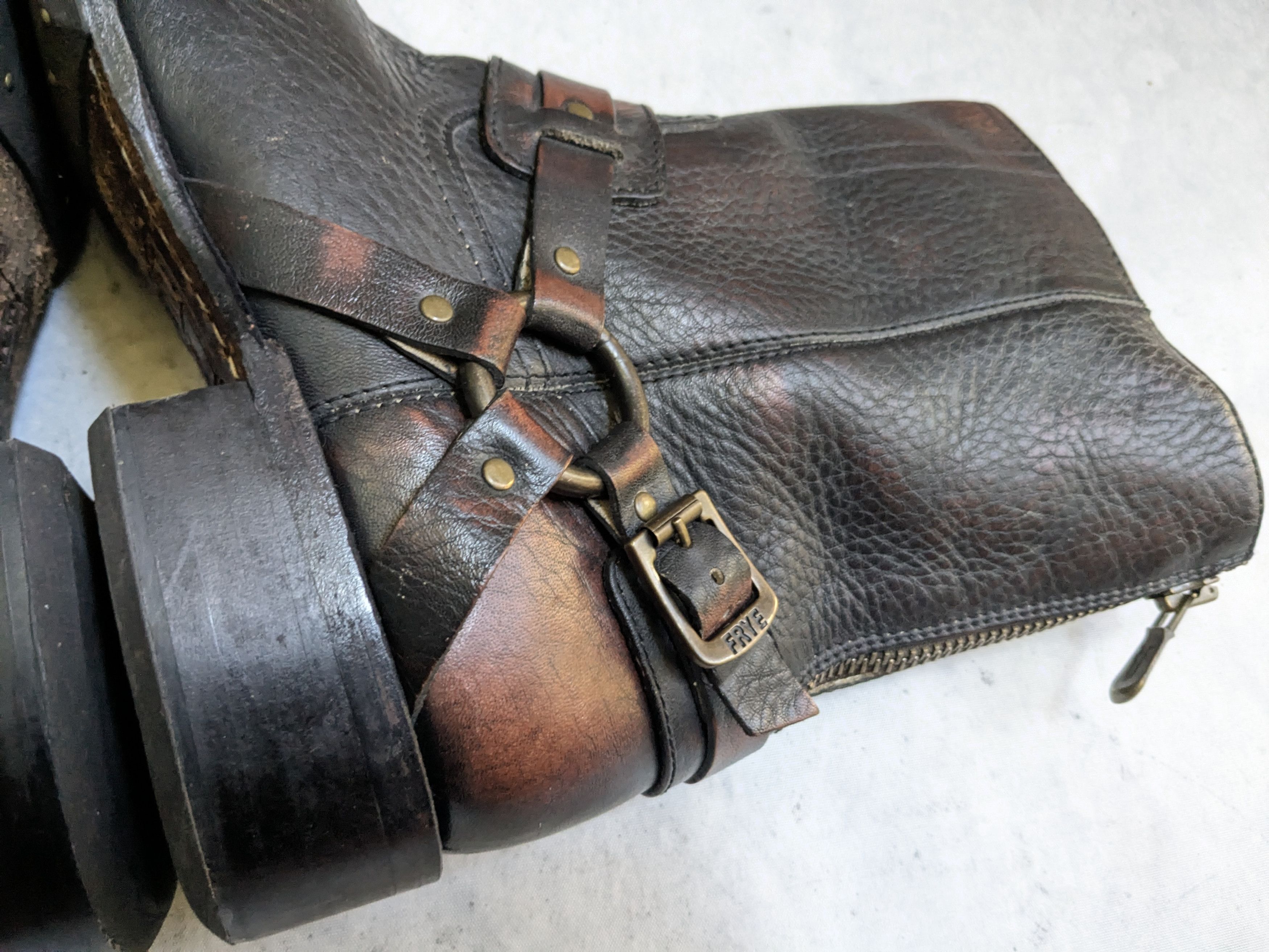 Frye Frye Harness Boots Brown 11 Back Zip Leather Buckle Strap Size US 11 / EU 44 - 10 Thumbnail