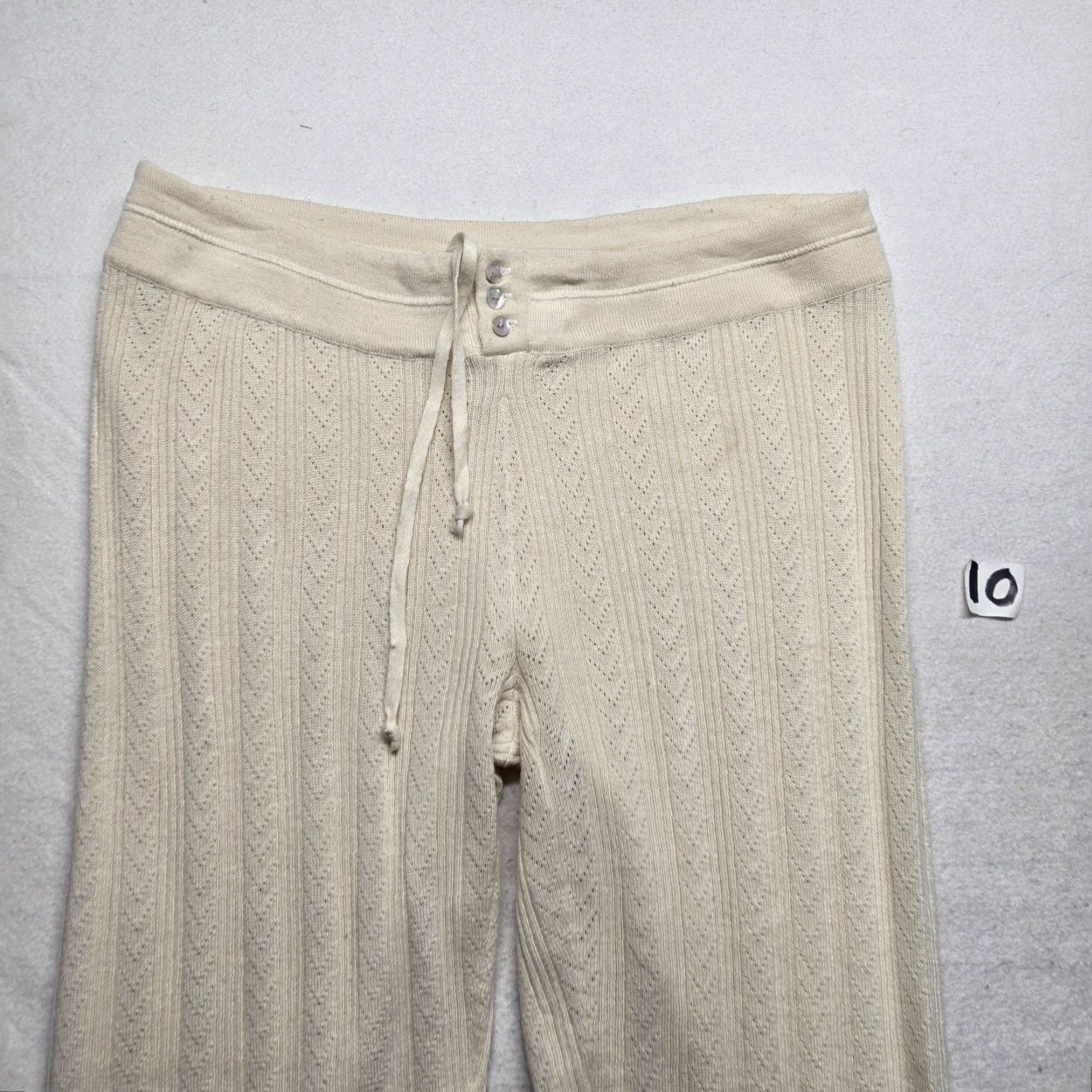 Old Navy Old Navy Women's Pants Jogger L Ivory Knit Cotton Waffle Flat Front Elastic Waist Casual NYC-? Size 36" / US 14 / IT 50 - 2 Thumbnail