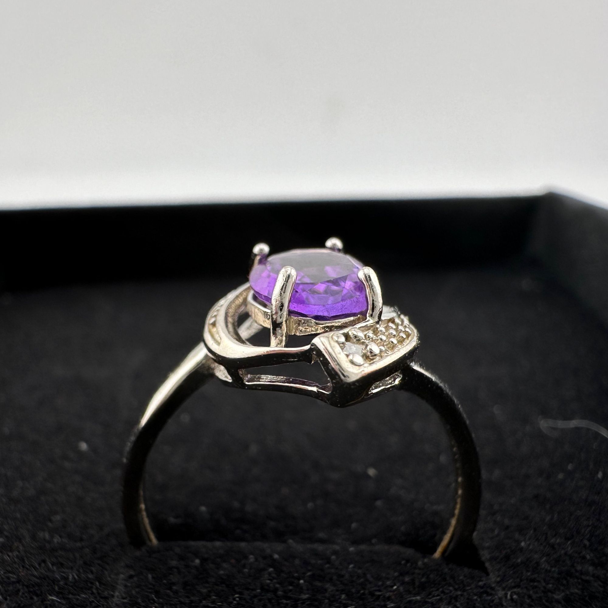 Other 1.11 Carat Amethyst Ring with Diamond Accent - Sterling Silv Size ONE SIZE - 10 Thumbnail