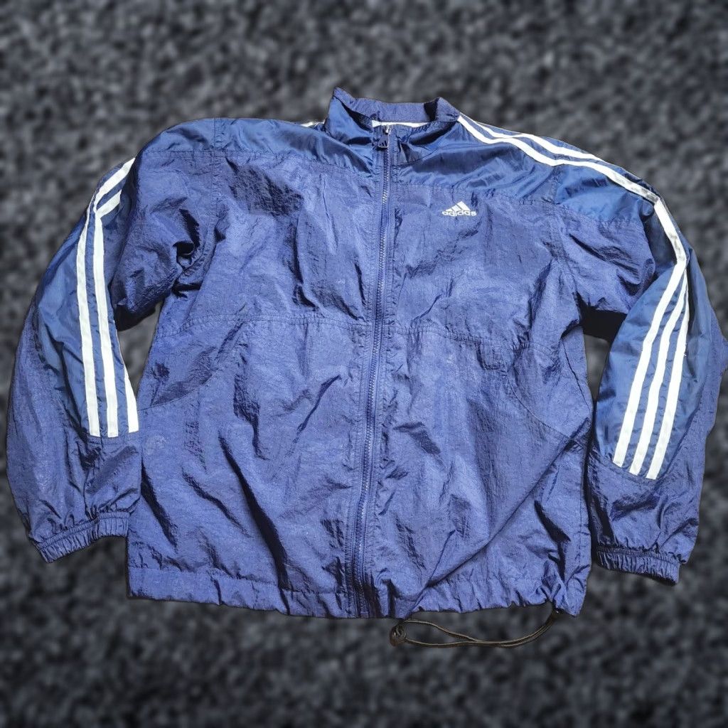 Adidas VINTAGE Adidas Windbreaker Jacket Nylon Lined Mid-Length Blue Mens M Size US M / EU 48-50 / 2 - 1 Thumbnail