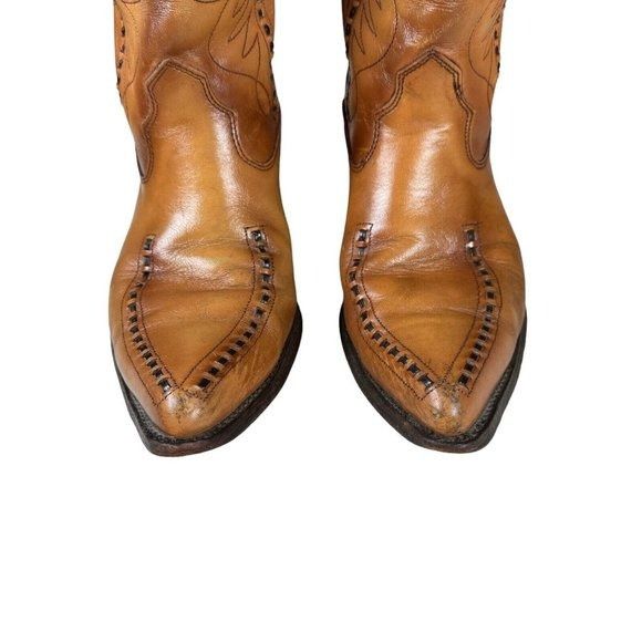 Genuine Leather × Vintage Vintage Double-H Cowboy Western Boots USA Made Patina Saddle Size US 10.5 / EU 43-44 - 5 Thumbnail