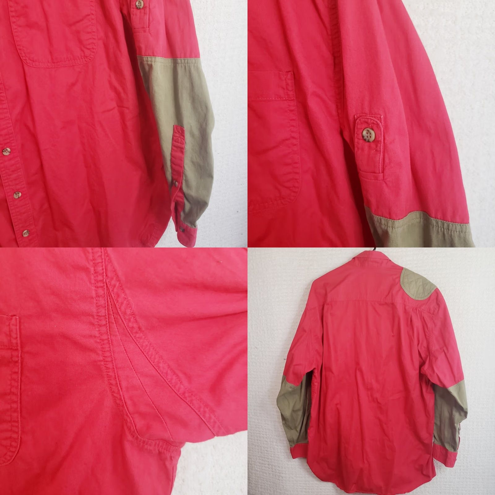 Vintage Kevins Plantation Collection Mens XL Red Tan Button Down Long Sleeve Shirt Shoulder Pad Size US XL / EU 56 / 4 - 8 Thumbnail