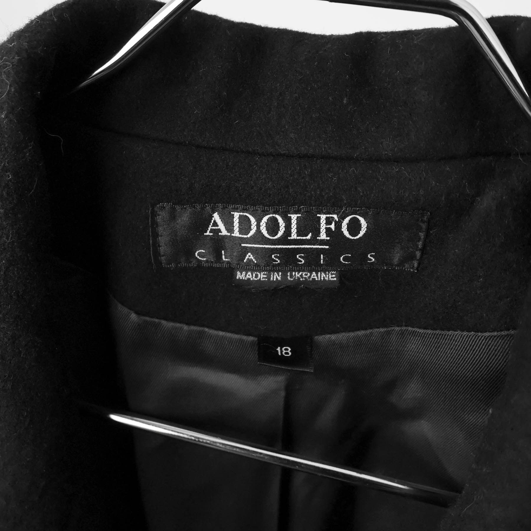 Vintage Vintage Adolfo Lined Black Wool Overcoat Made In Ukraine Size US L / EU 52-54 / 3 - 3 Thumbnail
