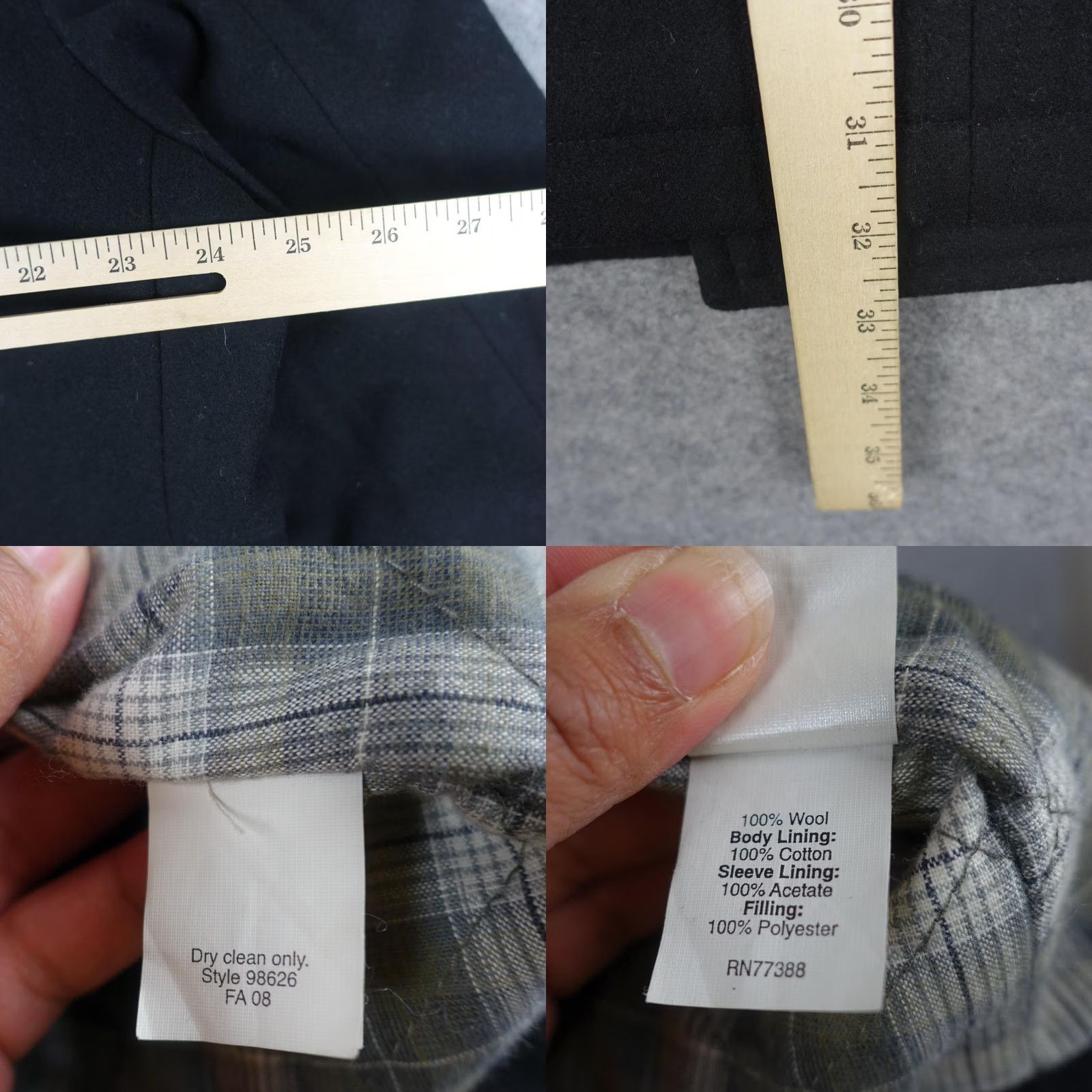 J.Crew J.Crew Coat Mens XL Black Wool Pea Double Breasted Anchor Buttons Plaid Jacket Size US XL / EU 56 / 4 - 11 Thumbnail