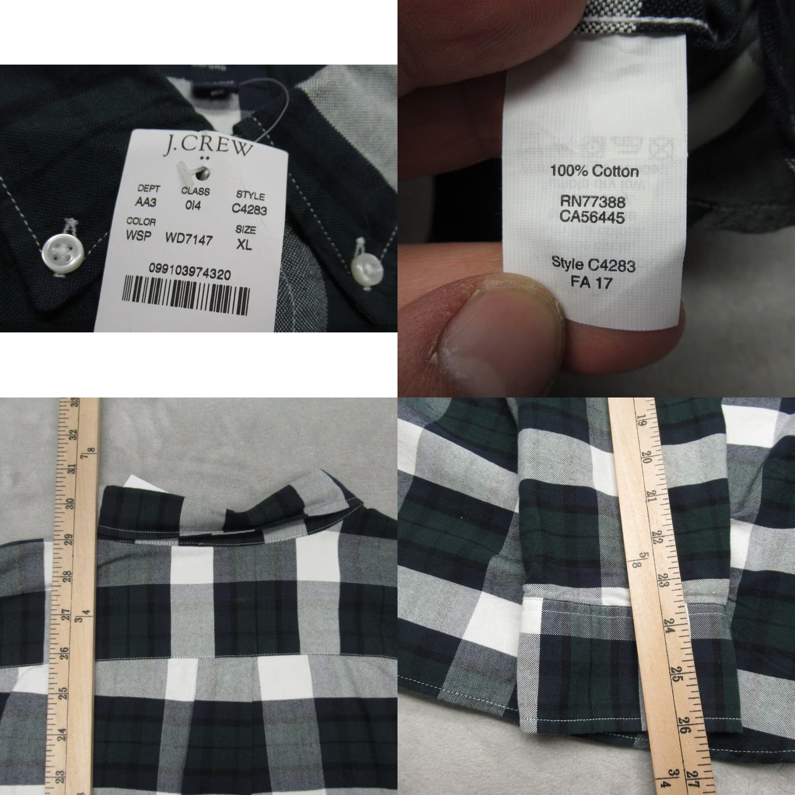 J.Crew J.CREW Oxford Shirt Mens XL Black Slim Long Sleeve Button-Down Casual Workwear Plaid Cotton XS? Size US XL / EU 56 / 4 - 8 Thumbnail