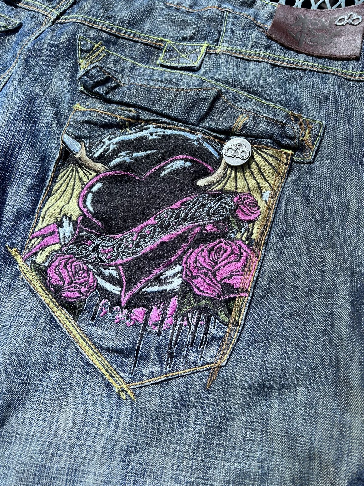 Japanese Brand Crazy rare y2k jorts embroidered RAW SELVEDGE DENIM Size US 44 / EU 60 - 3 Thumbnail