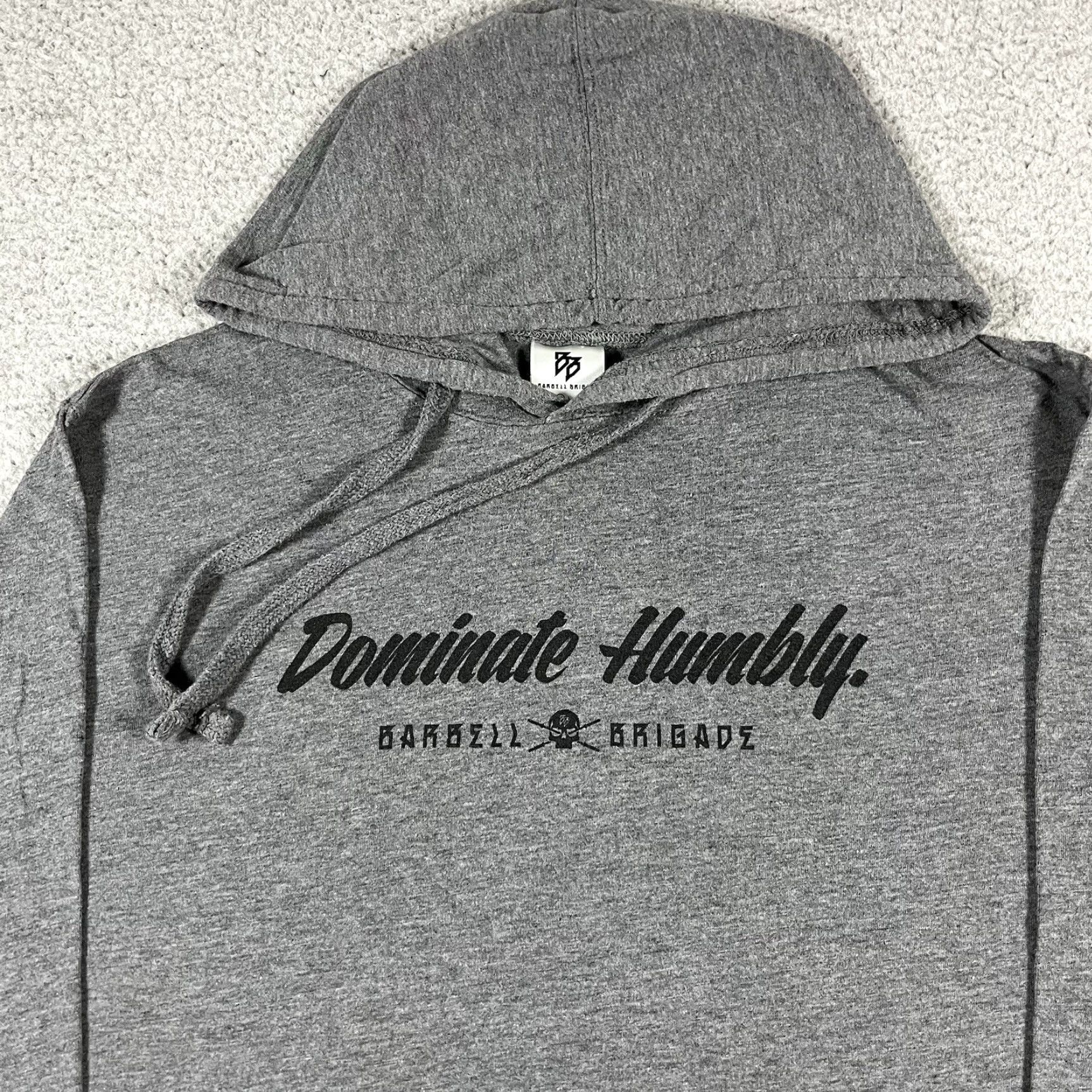 Vintage Barbell Brigade Hoodie Mens M Gray Dominate Humbly Workout Gym Lightweight Size US M / EU 48-50 / 2 - 4 Thumbnail