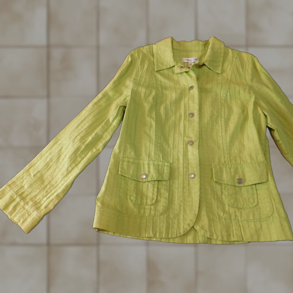 Coldwater Creek Coldwater Creek Jacket Women 10 Green Long Sleeve Button Snap Collared Cotton Casual Modern Basics Size L / US 10 / IT 46 - 1 Thumbnail