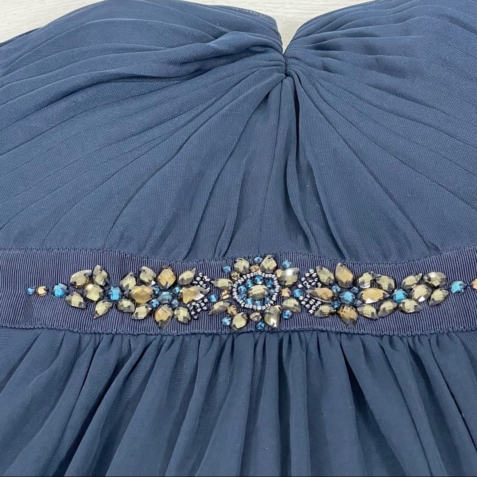 Adrianna Papell Adrianna Papell Dark Blue Embellished Waist Dress Size 6 Size M / US 6-8 / IT 42-44 - 14 Thumbnail