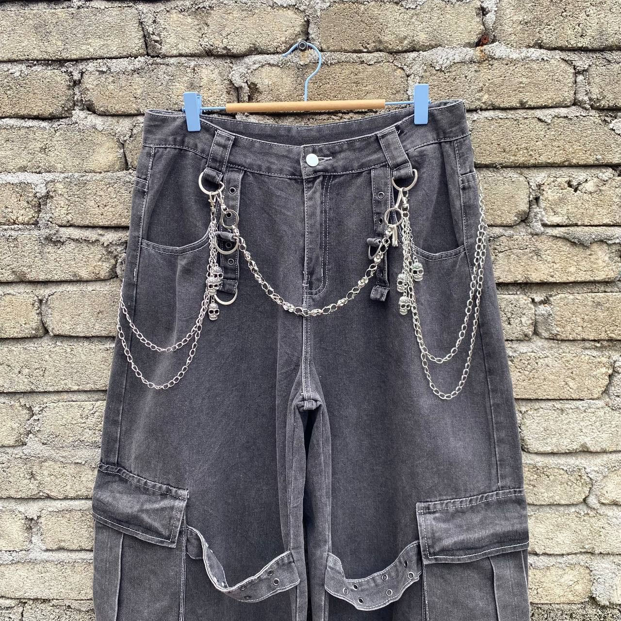 Japanese Brand JAPANESE ROMWE XL SUPER BONDAGE BAGGY RAVER PANT DENIM Size US 32 / EU 48 - 4 Thumbnail