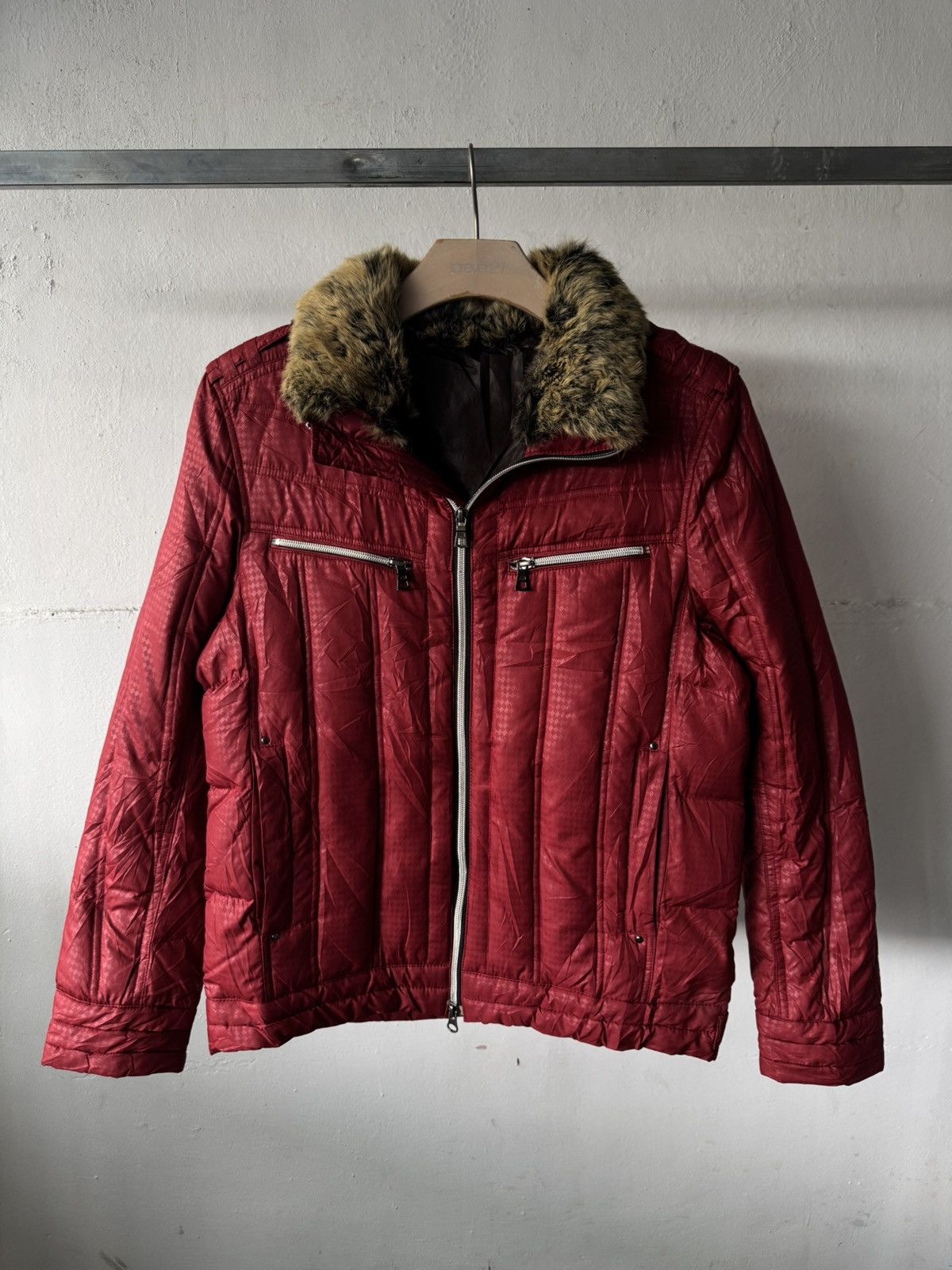 Jun Men Japanese Brand Puffer Fur Vkei Riding Jacket