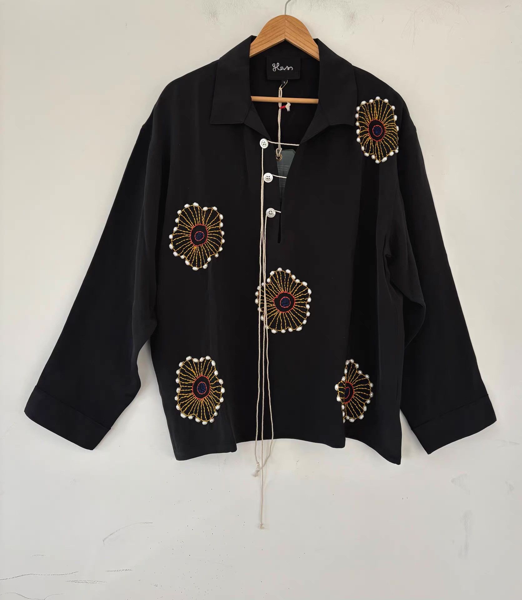 Glass Cypress Glass Cypress Men's Silk Embroidered Shirt Ｑ21 Size US S / EU 44-46 / 1 - 1 Thumbnail