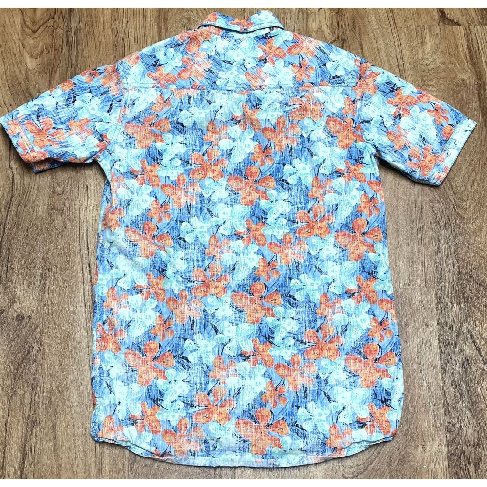 Camel Men’s Red Camel Hawaiian Shirt Short Sleeve Button-Down Small Blue&Orange Flowers Shirt Size US S / EU 44-46 / 1 - 6 Thumbnail