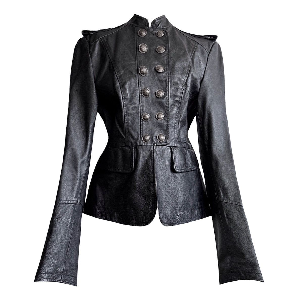 image of Vintage Amazing Leather Avant-Garde Distressed Jacket in Black, Women's (Size Small)