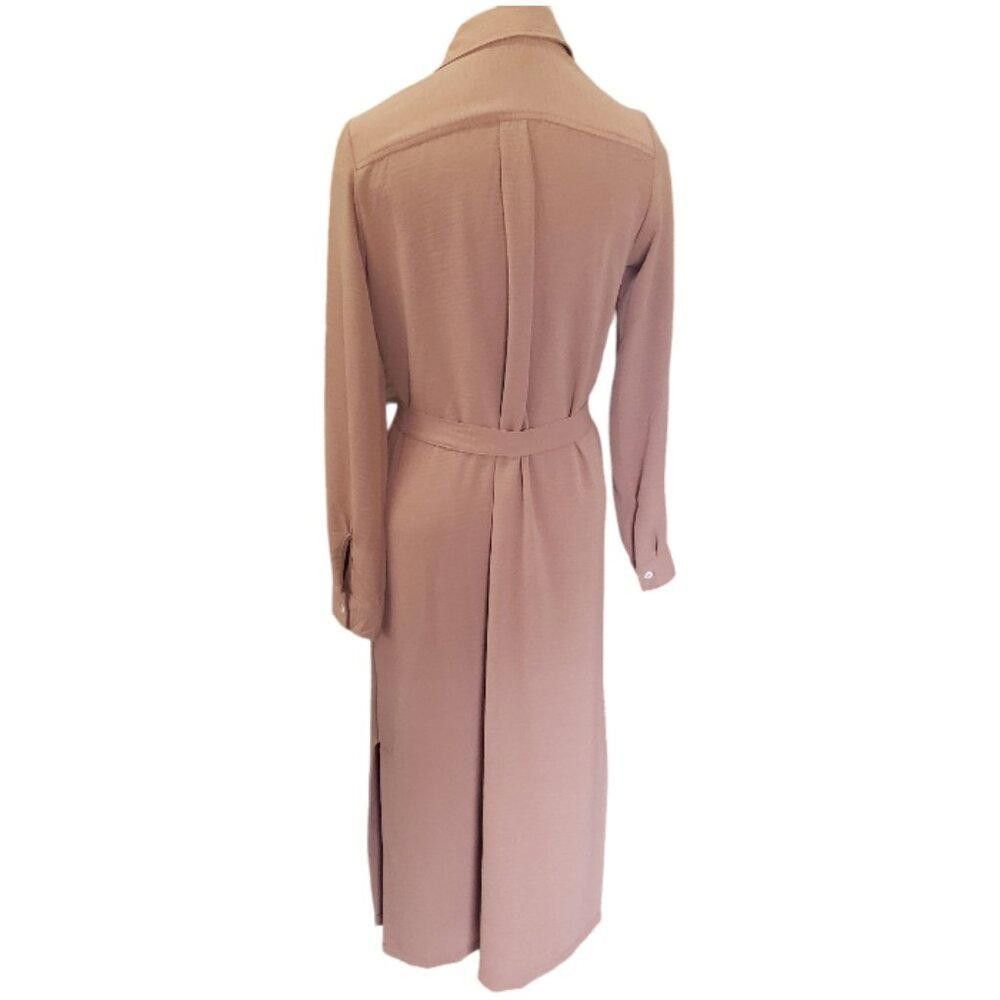 Designer CT226 Spins Button Front Brown Tunic with Sash and Pockets S Size S / US 4 / IT 40 - 3 Thumbnail
