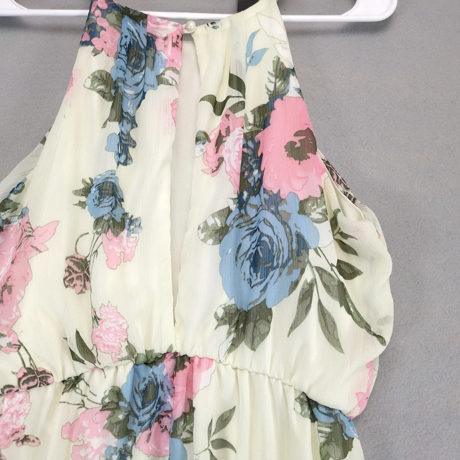 Other Papaya Floral Halter Maxi Dress Sz M Blouson Sheer Lined Size M / US 6-8 / IT 42-44 - 4 Thumbnail
