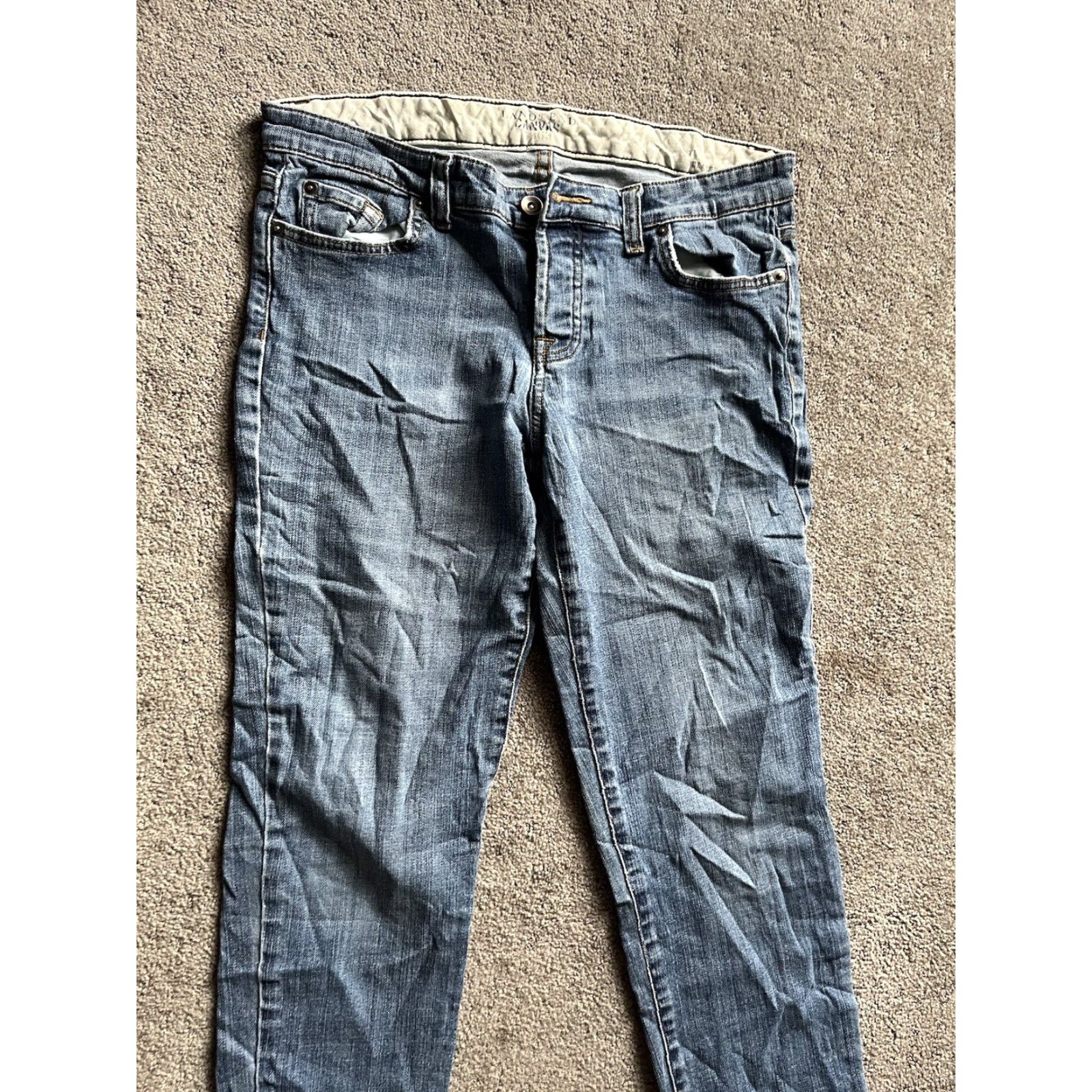 Lands' End Lands' End Women Jeans Relaxed Fit Tapered Leg 27 Regular Blue Denim Cotton 5-Pocket Zipper Rise High Vintage: No Mens/Womens (as applicable) Size 27" / US 4 / IT 40 - 2 Thumbnail