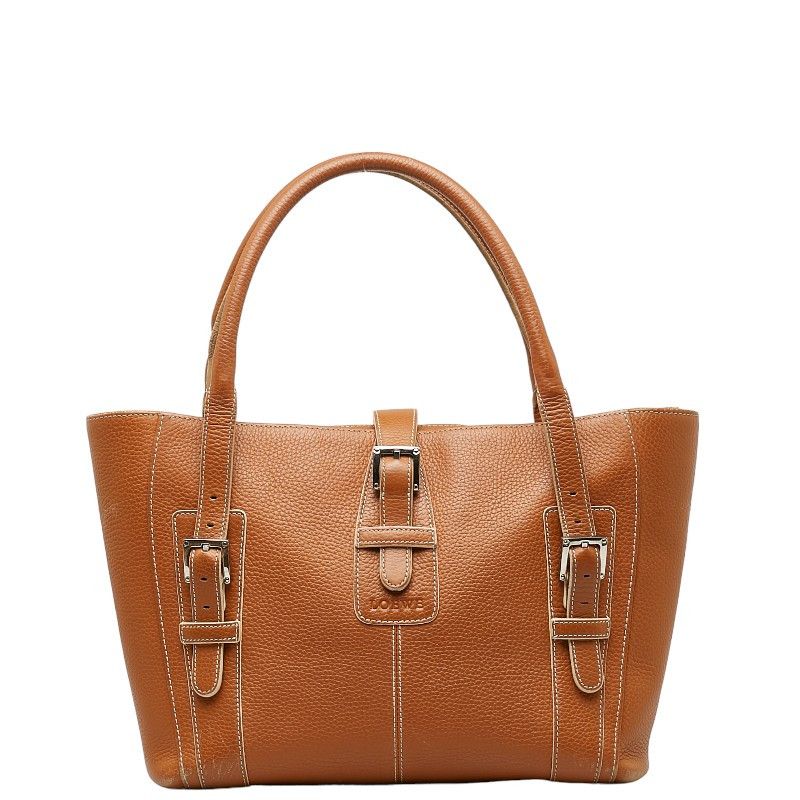 image of Loewe Senda Leather Tote in Brown, Women's