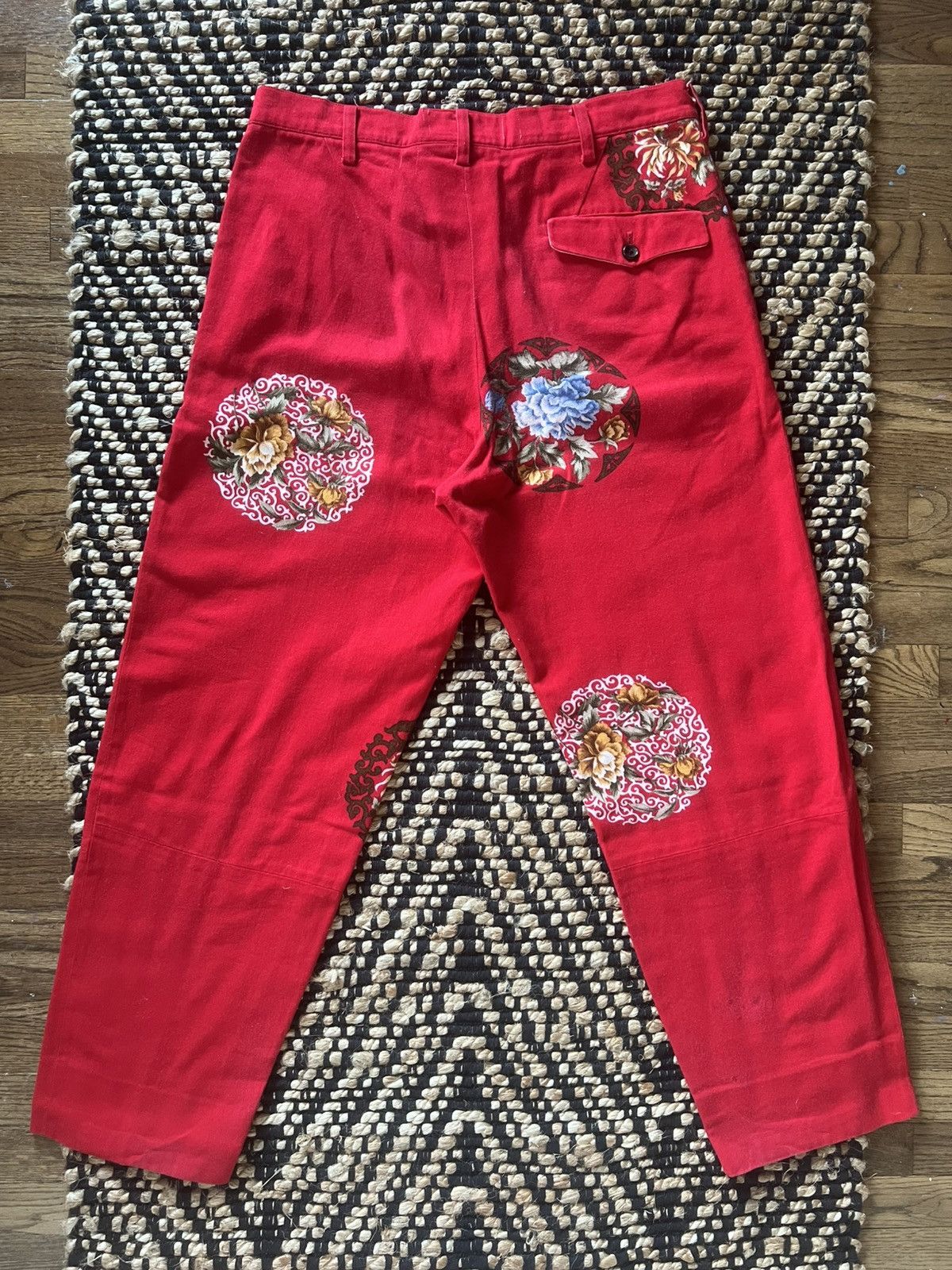 Yohji Yamamoto Yohji Yamamoto Pour Homme SS96 Red Medallion Pleated Pants Size US 32 / EU 48 - 3 Thumbnail