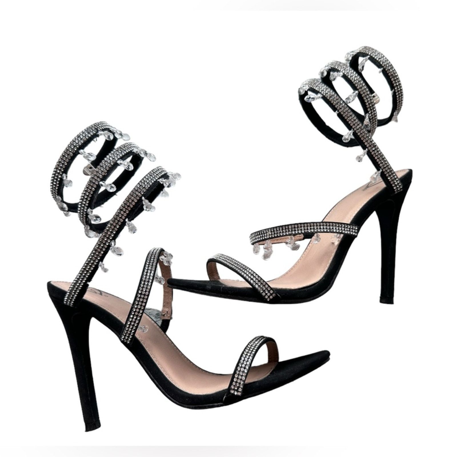 Other NWT Windsor A Thing Of Beauty Spiral Crystal Heels in Black Size US 8 / IT 38 - 5 Thumbnail