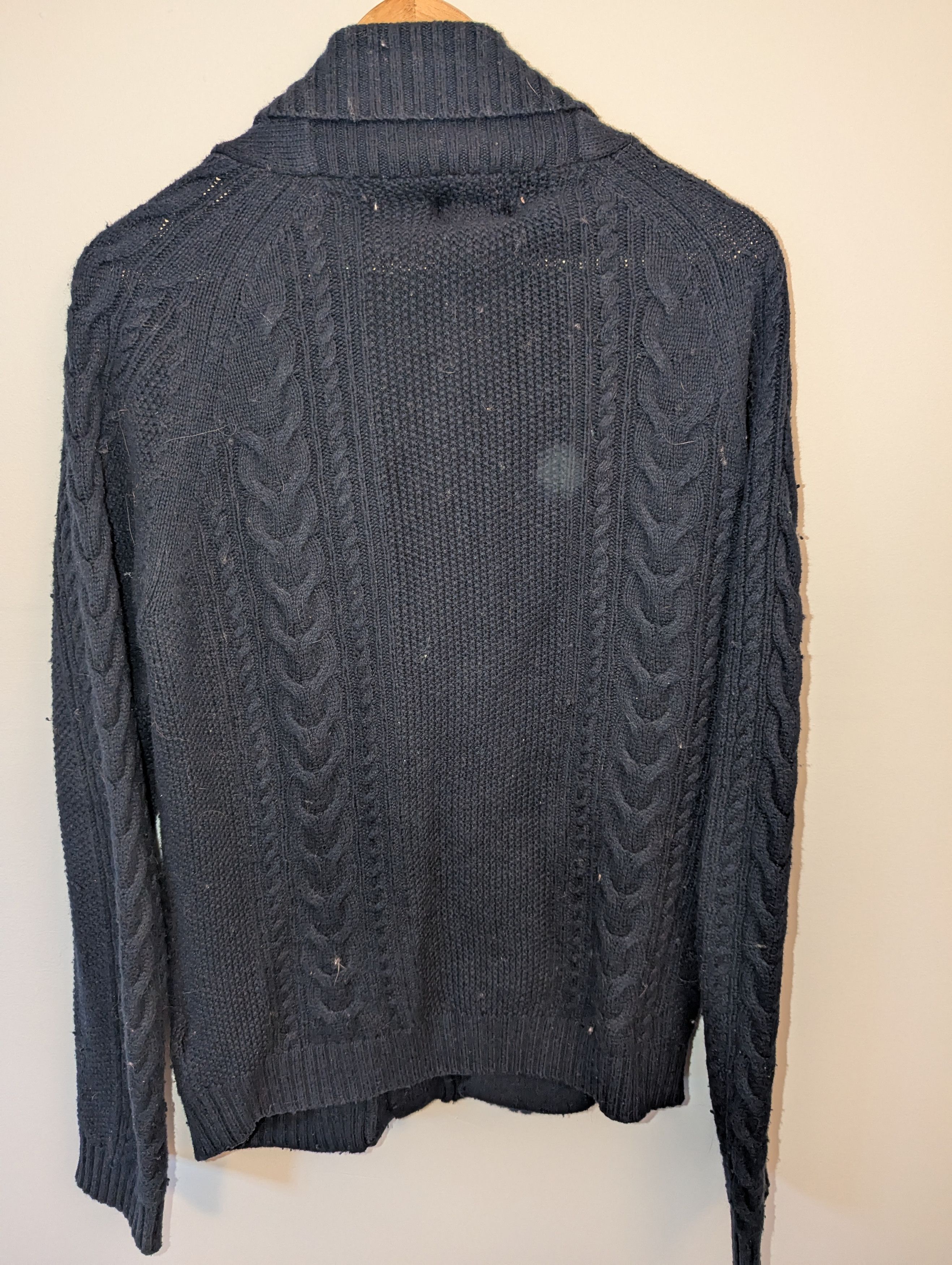 RW&CO. Men's RW & Co. Navy Cable Knit Shawl Cardigan Size US S / EU 44-46 / 1 - 2 Thumbnail