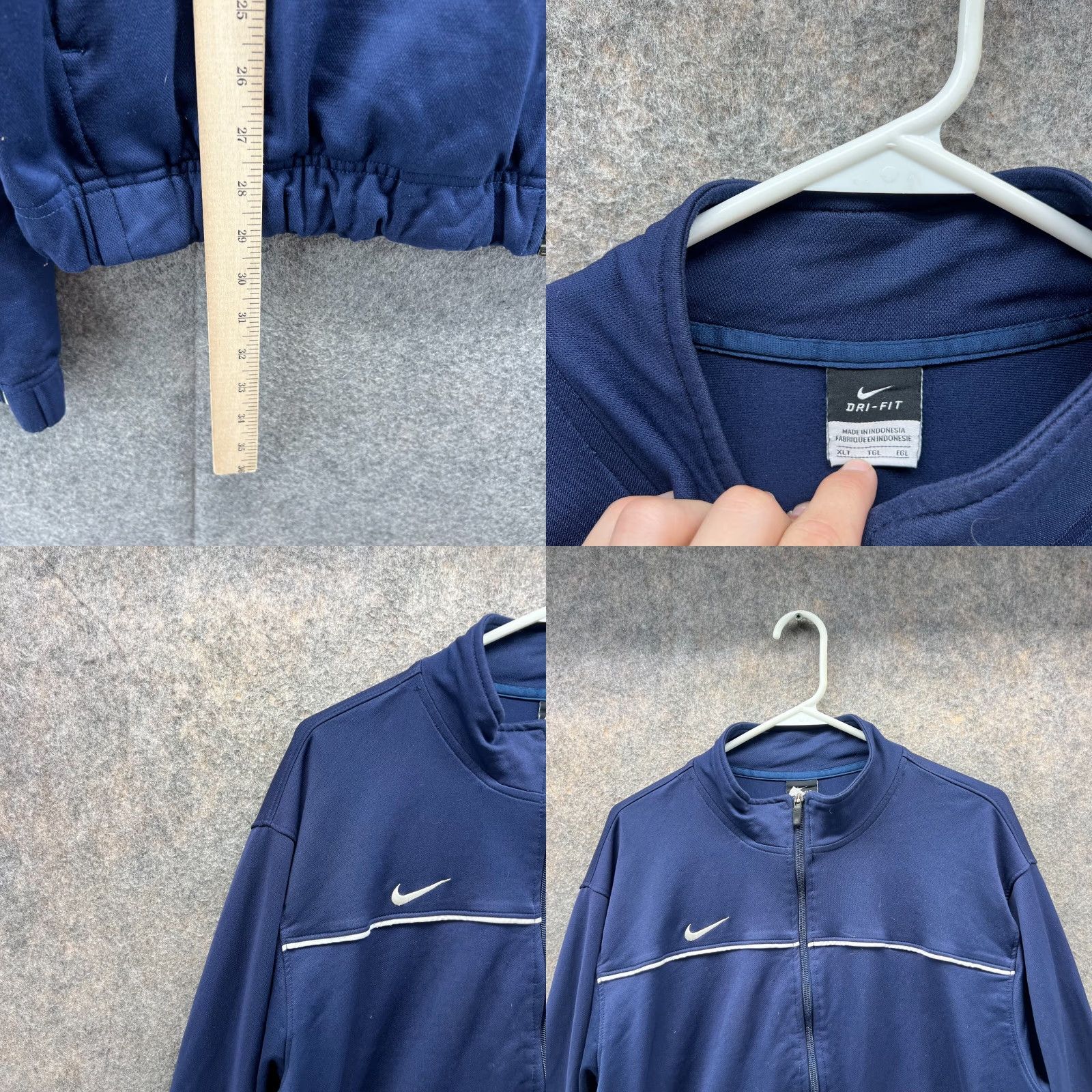 Nike VINTAGE Nike Jacket Bomber Jacket Men XLT Blue Navy Full Zip Athletic Track Dri-Fit All Seasons Logo Indonesia Size US XL / EU 56 / 4 - 8 Thumbnail