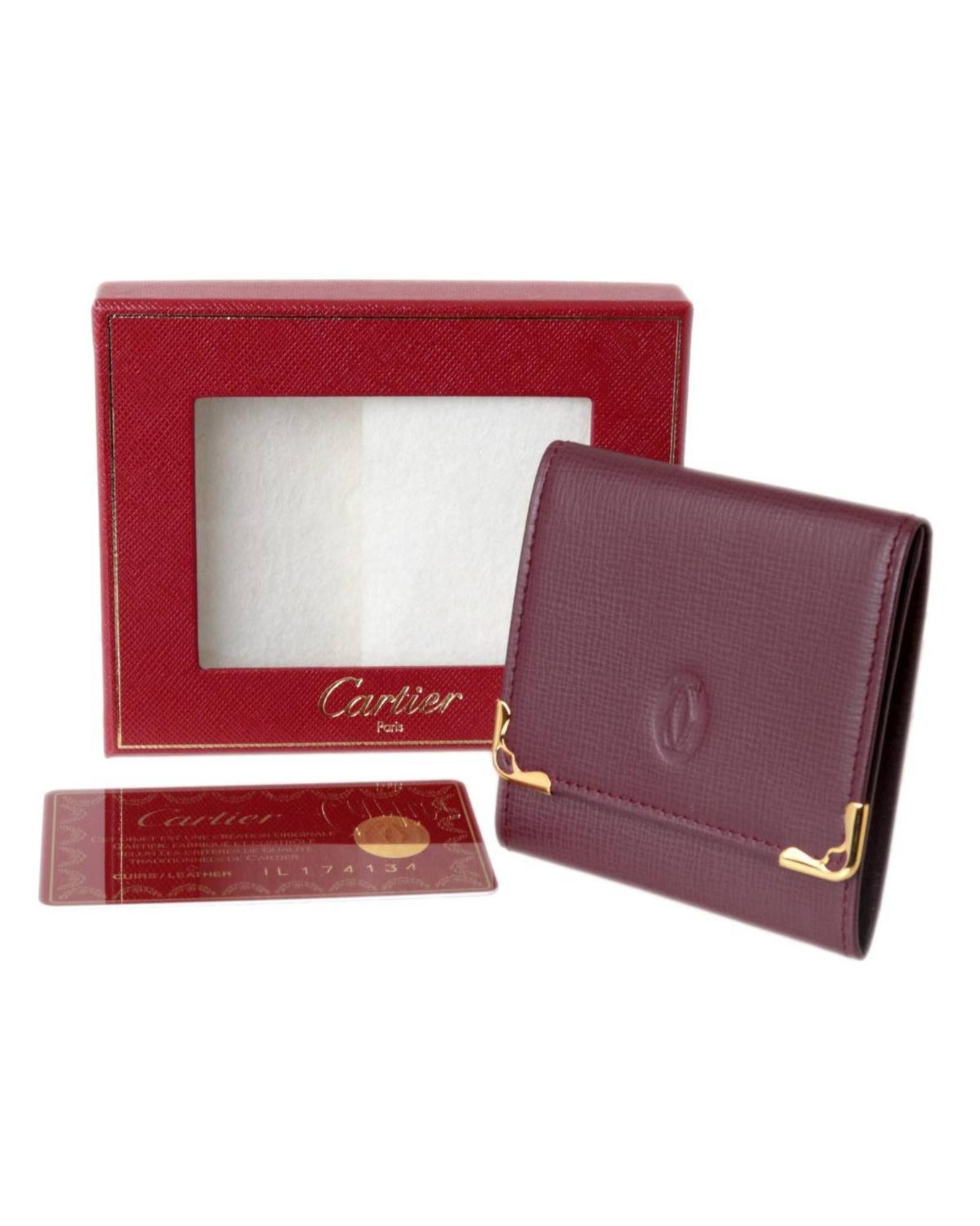 image of Cartier Must De Cartier Leather Wallet in Burgundy, Women's