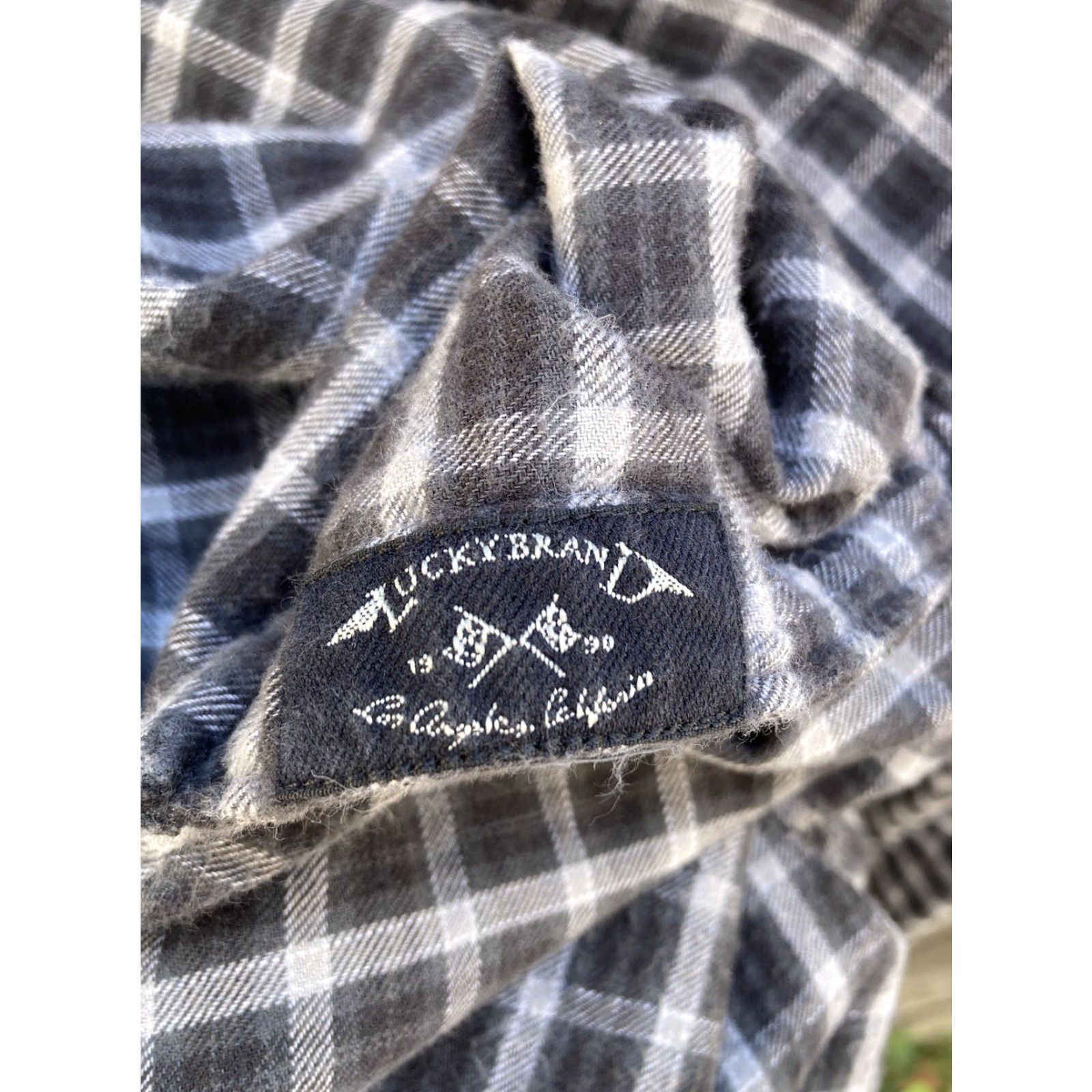 Lucky Brand Men's Lucky Brand Black Plaid Flannel XL Button Pockets Logo Classic Slim Fit Shirt Size US XL / EU 56 / 4 - 4 Thumbnail