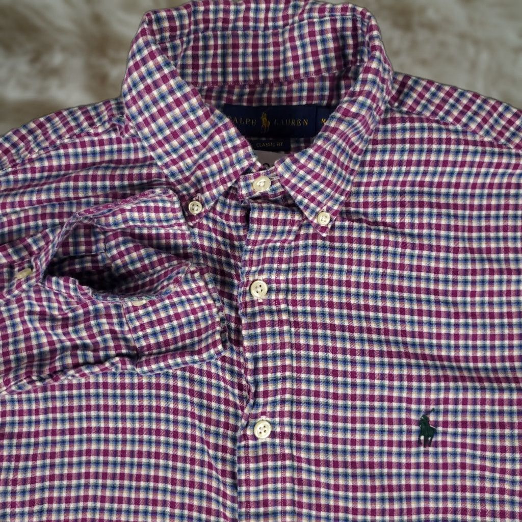 Ralph Lauren Vintage Ralph Lauren Men's Cotton Plaid Shirt Long Sleeve Classic Fit Button Down Purple 90s preppy Size US M / EU 48-50 / 2 - 1 Thumbnail