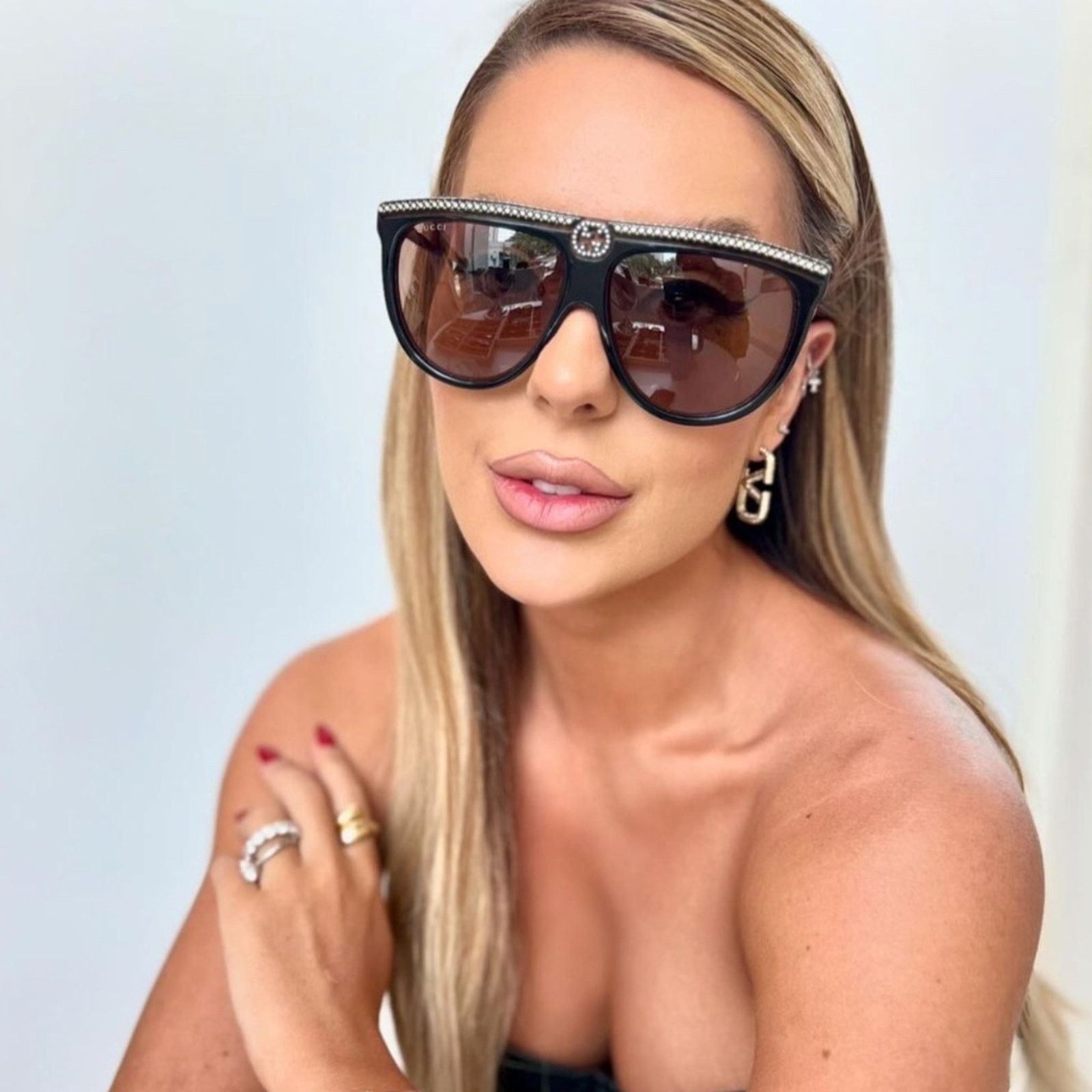 Gucci Gucci NEW GUCCI GG0732S-005 FLAT TOP SHIELD(GG0732S-005-61) Size ONE SIZE - 6 Thumbnail