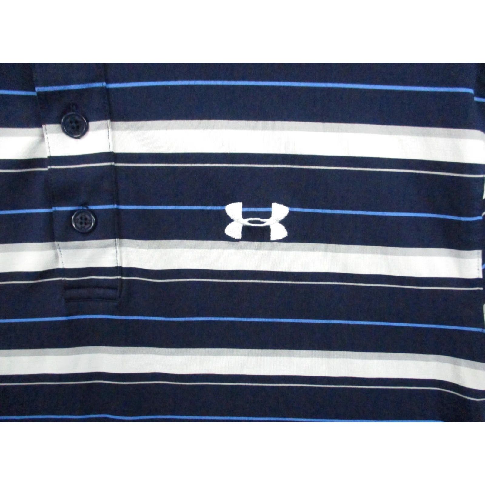 Under Armour Under Armour Shirt Medium Men Polo Heat Gear Loose Golf Short Sleeve Striped Blue logo Breathable Golf Size US M / EU 48-50 / 2 - 2 Thumbnail