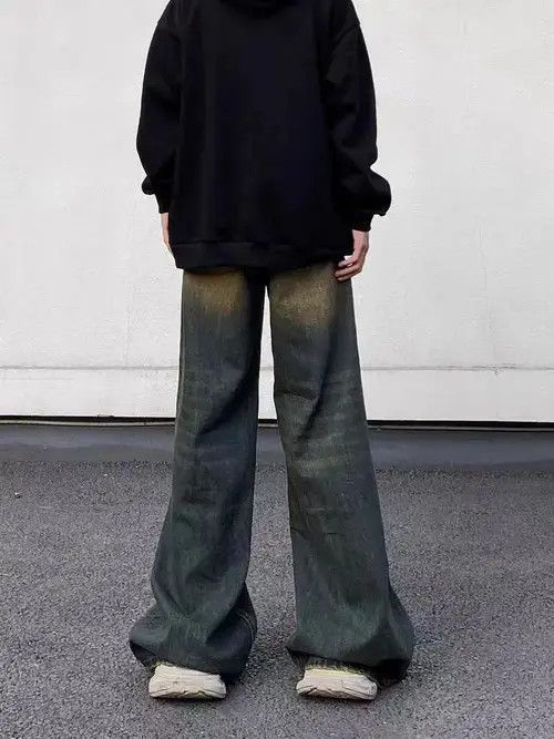 Japanese Brand Retro distressed gradient grunge wide leg jeans Size US 32 / EU 48 - 5 Thumbnail