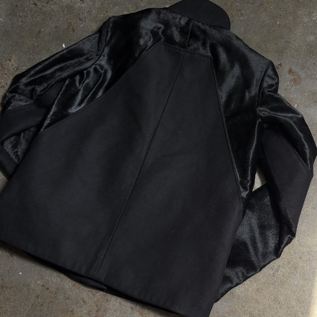 Helmut Lang HELMUT LANG BLACK CALF HAIR / WOOL JACKET - S Size S / US 4 / IT 40 - 5 Thumbnail