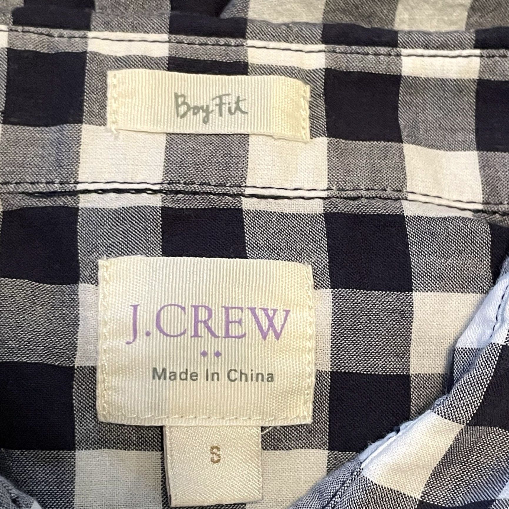 J.Crew J.Crew Shirt Women's S Classic boy fit B&W gingham check Casual Shirt Size S / US 4 / IT 40 - 2 Thumbnail