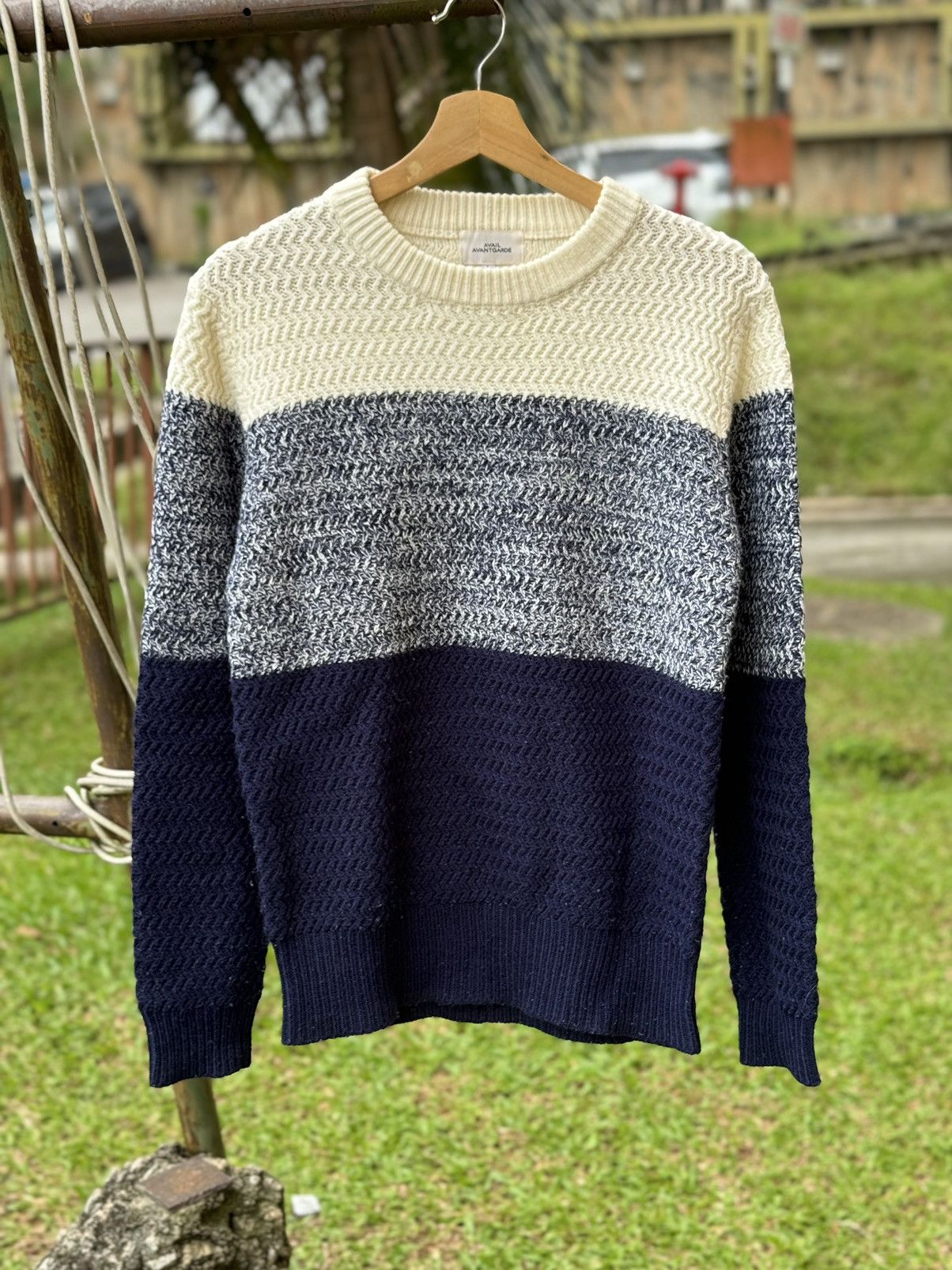 Japanese Brand 🔥Avail Avant garde knitwear sweater tri-colour block Size US S / EU 44-46 / 1 - 1 Thumbnail