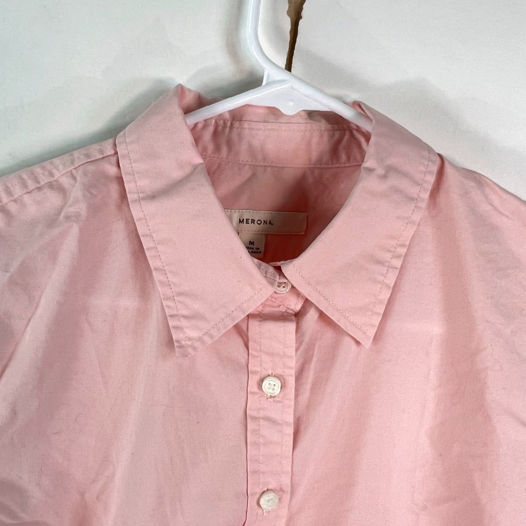 Merona VINTAGE Merona Womens Long Sleeve Button Down Pink Top Blouse Shirt Size M Size M / US 6-8 / IT 42-44 - 2 Thumbnail
