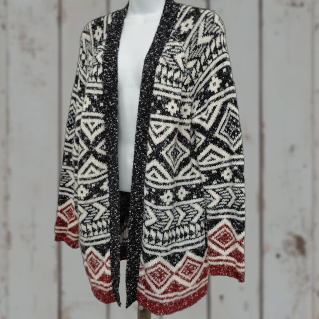 Forever 21 FOREVER 21 Aztec Cardigan Womens Large Blue/Red Boho Open Front Pocket Cardigan Shirt? Size L / US 10 / IT 46 - 1 Thumbnail