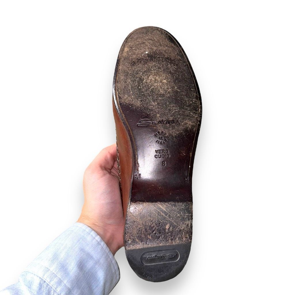 Santoni Santoni Saddle Brown Handmade in Italy Woven Loafers Size 8 Size US 8 / EU 41 - 7 Thumbnail