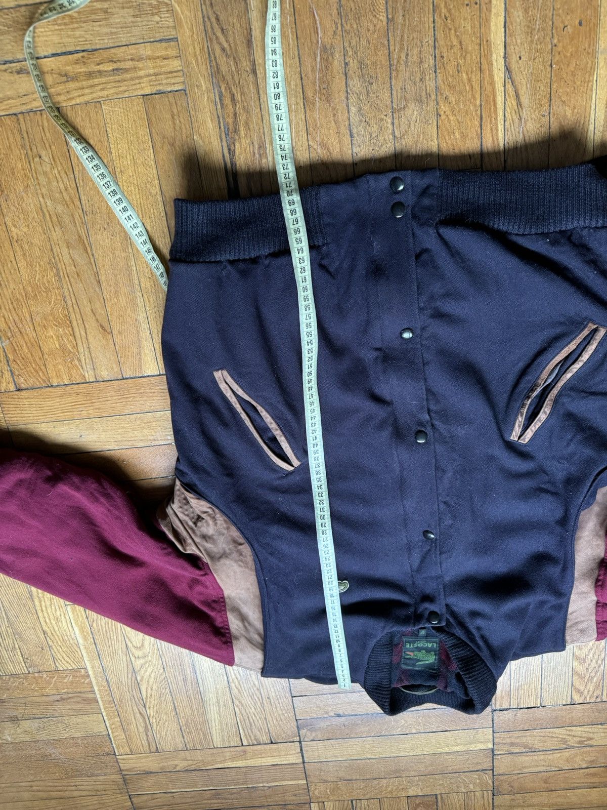 Lacoste 90s Vintage Men's LACOSTE Red Wool Leather Bomber Jacket 6 Size US XL / EU 56 / 4 - 14 Thumbnail