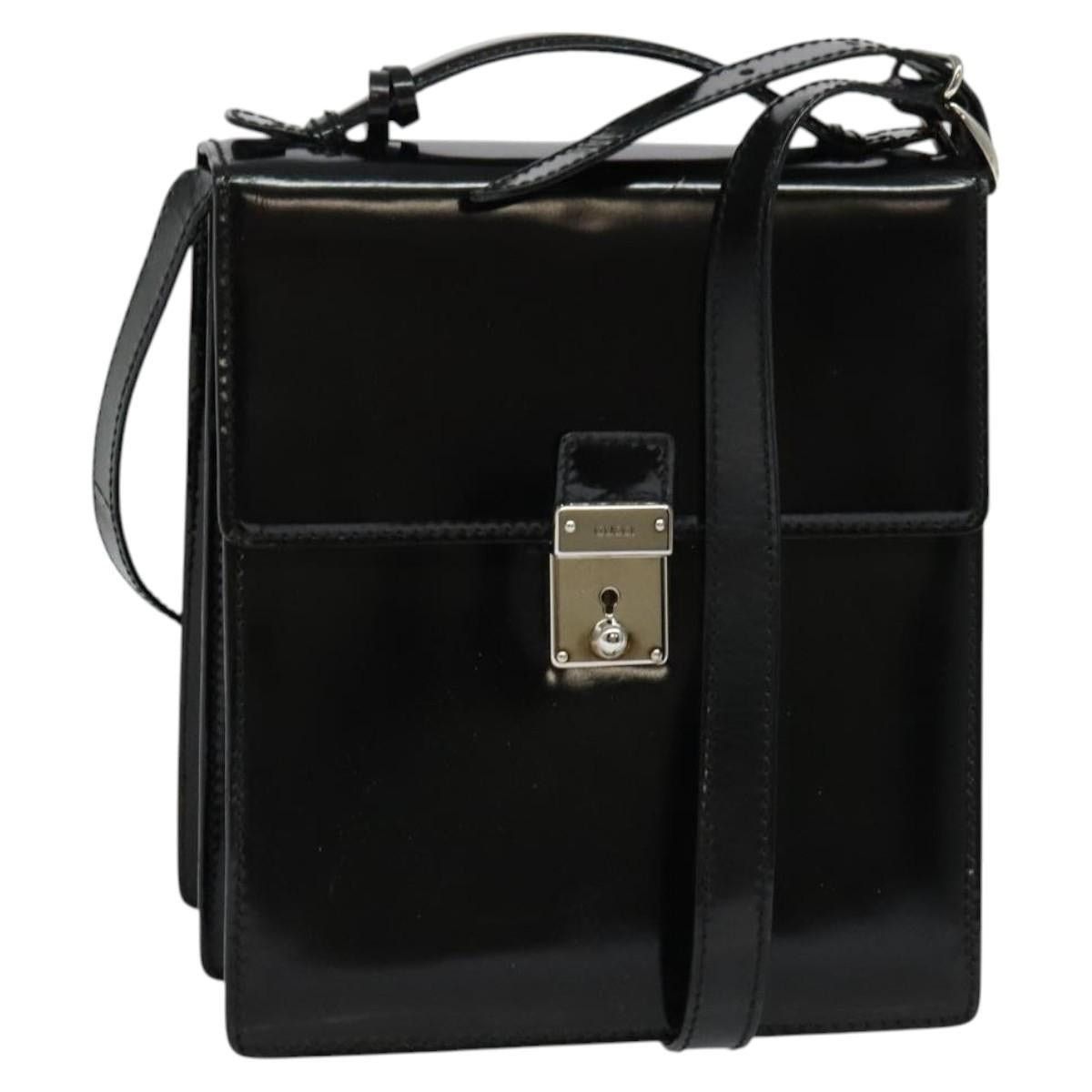 Gucci Shoulder Bag Patent Leather Black Silver 018 123 018, Women's