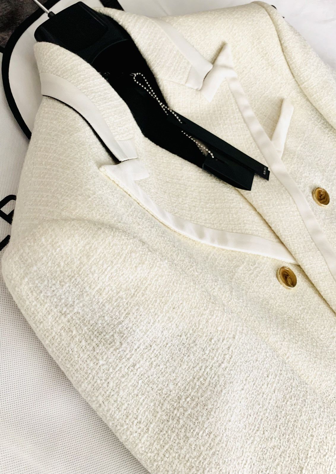 Amiri AMIRI Double-Breasted Silk Twill Wool Bouclé Blazer Size 50L Size 50L - 8 Thumbnail