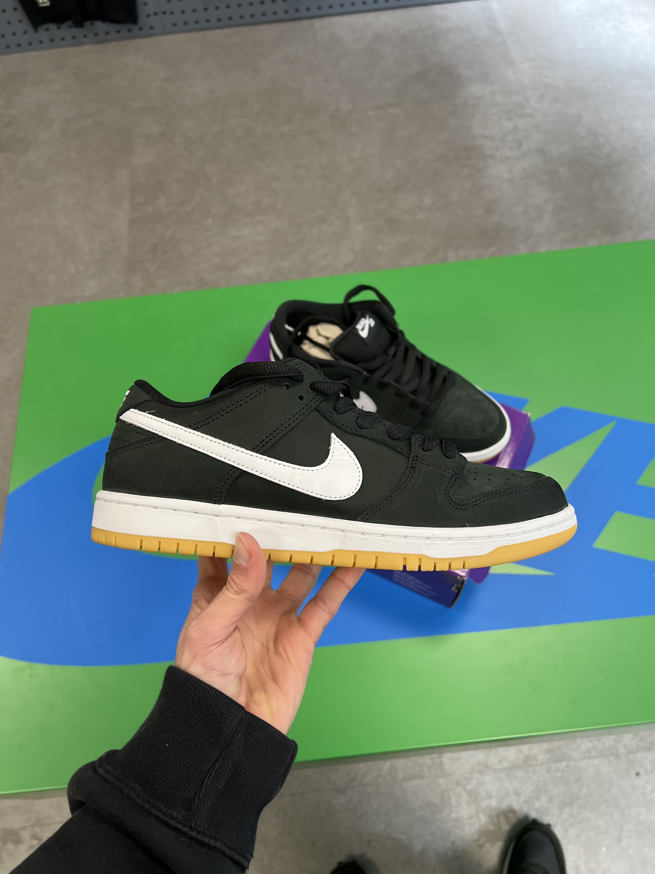 image of Nike Sb Dunk Low Pro Black And Gum Light Brown Shoes, Men's (Size 8.5)