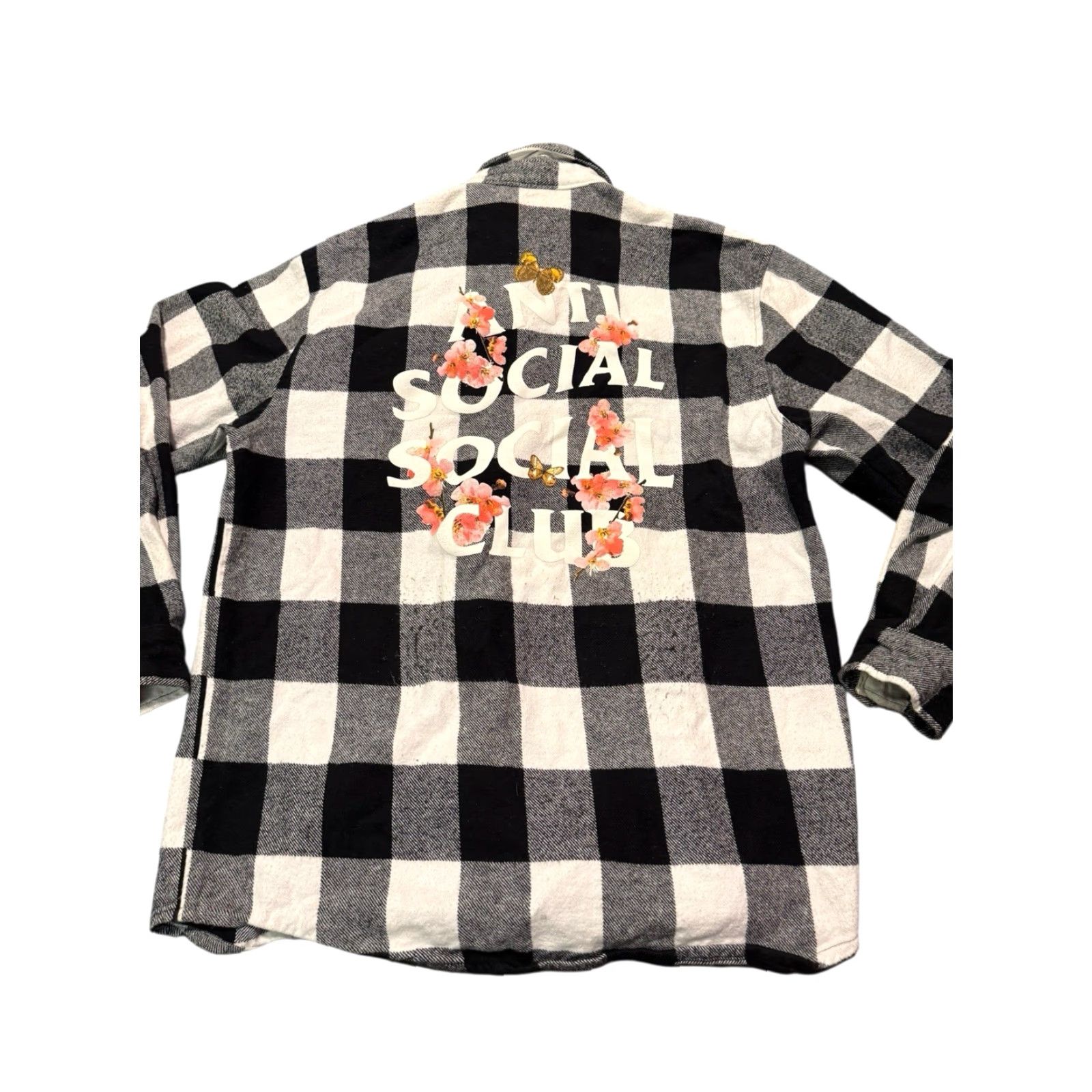 Anti Social Social Club VINTAGE Anti Social Social Club Kkoch Flannel Shirt Men's White Black Floral L Size US L / EU 52-54 / 3 - 4 Thumbnail