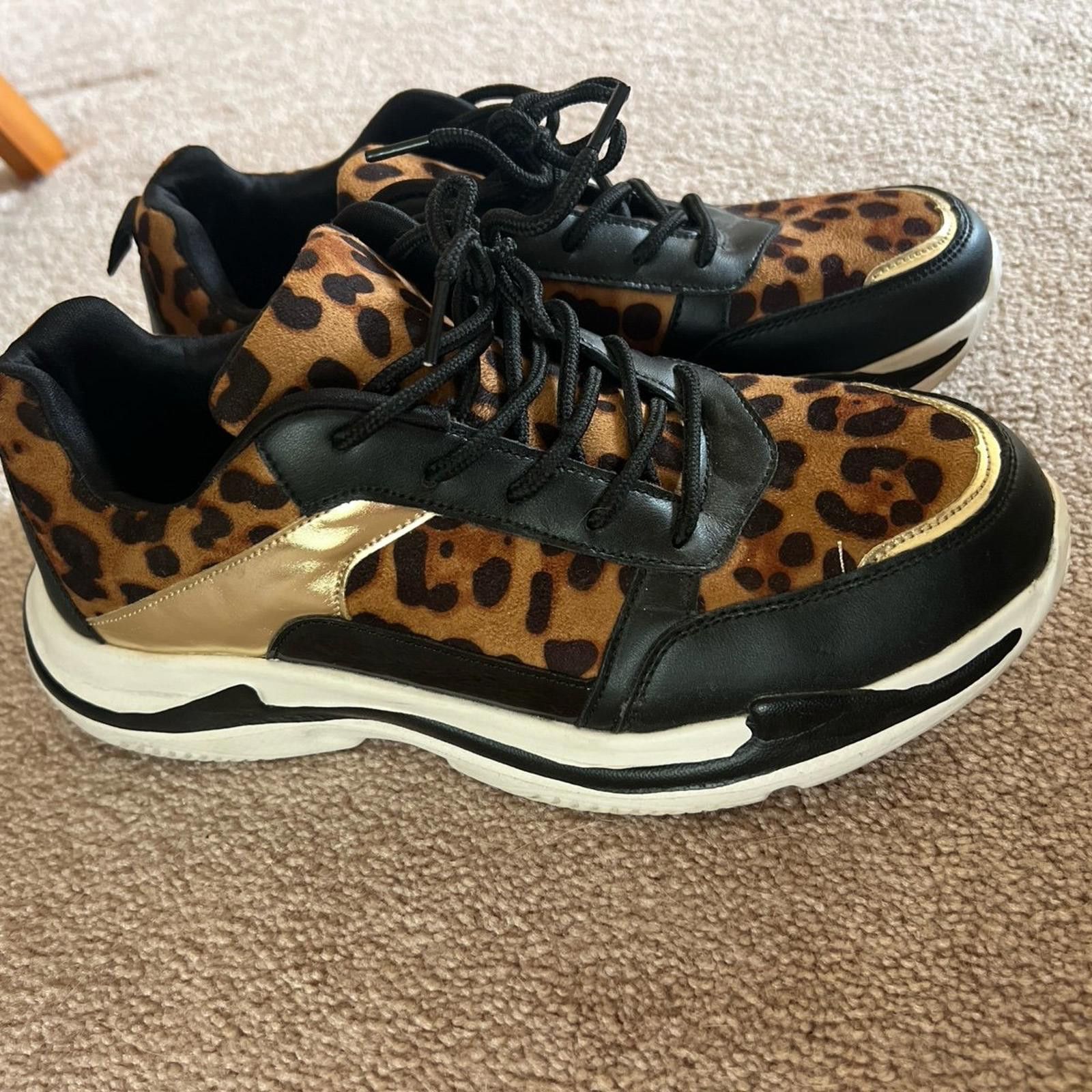 Other Leopard Print Lace-Up Chunky Sneakers Size US 10.5 / IT 40.5 - 2 Thumbnail