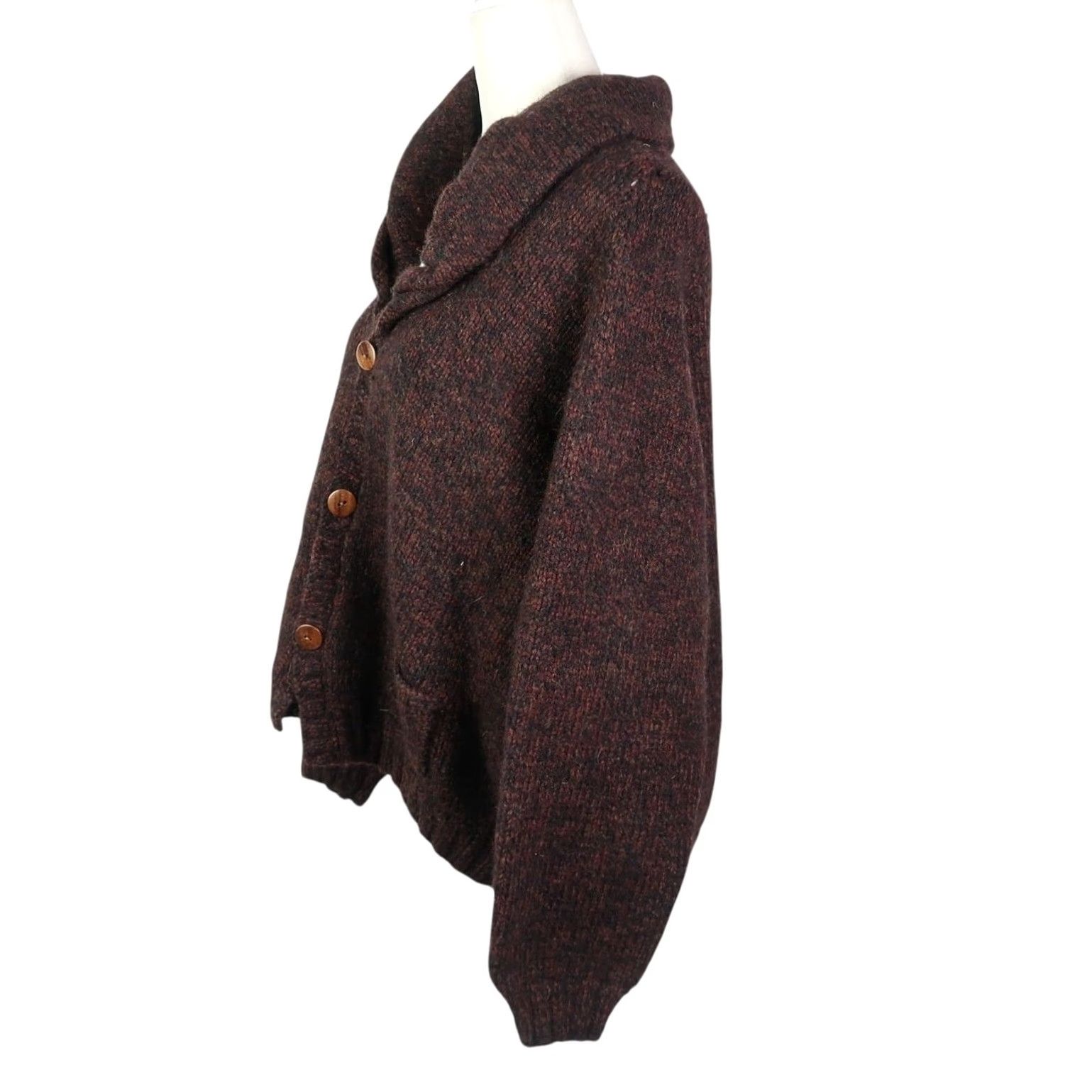 Vintage VINTAGE 80s Black and Brown Marled Knit Wool Cardigan Sweater L Womens Long Sleeve Knitted Wool Bohemian 80s Casual Cardigan Size L / US 10 / IT 46 - 3 Thumbnail