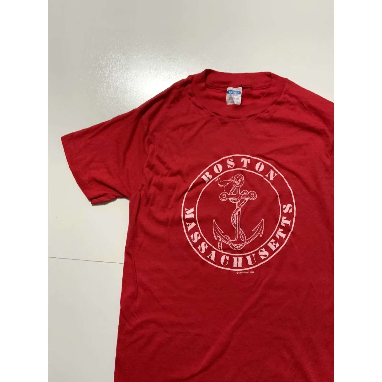Anvil VINTAGE 80s 1984 Ched Anvil Boston Anchor Single Stitch T-Shirt M Shirt Mens Size US M / EU 48-50 / 2 - 3 Thumbnail