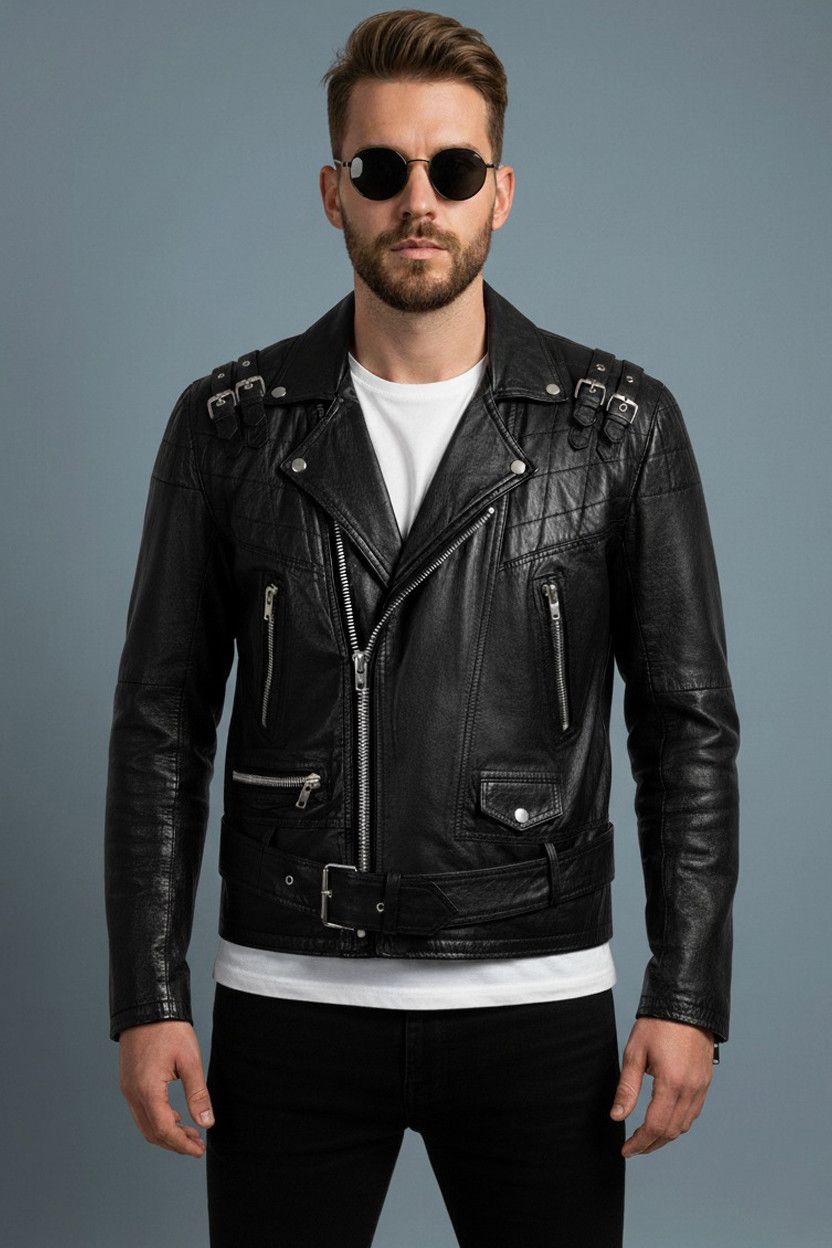 Vintage Vintage 80s Diamond Black Leather Motorcycle Biker Jacket Size US M / EU 48-50 / 2 - 2 Thumbnail