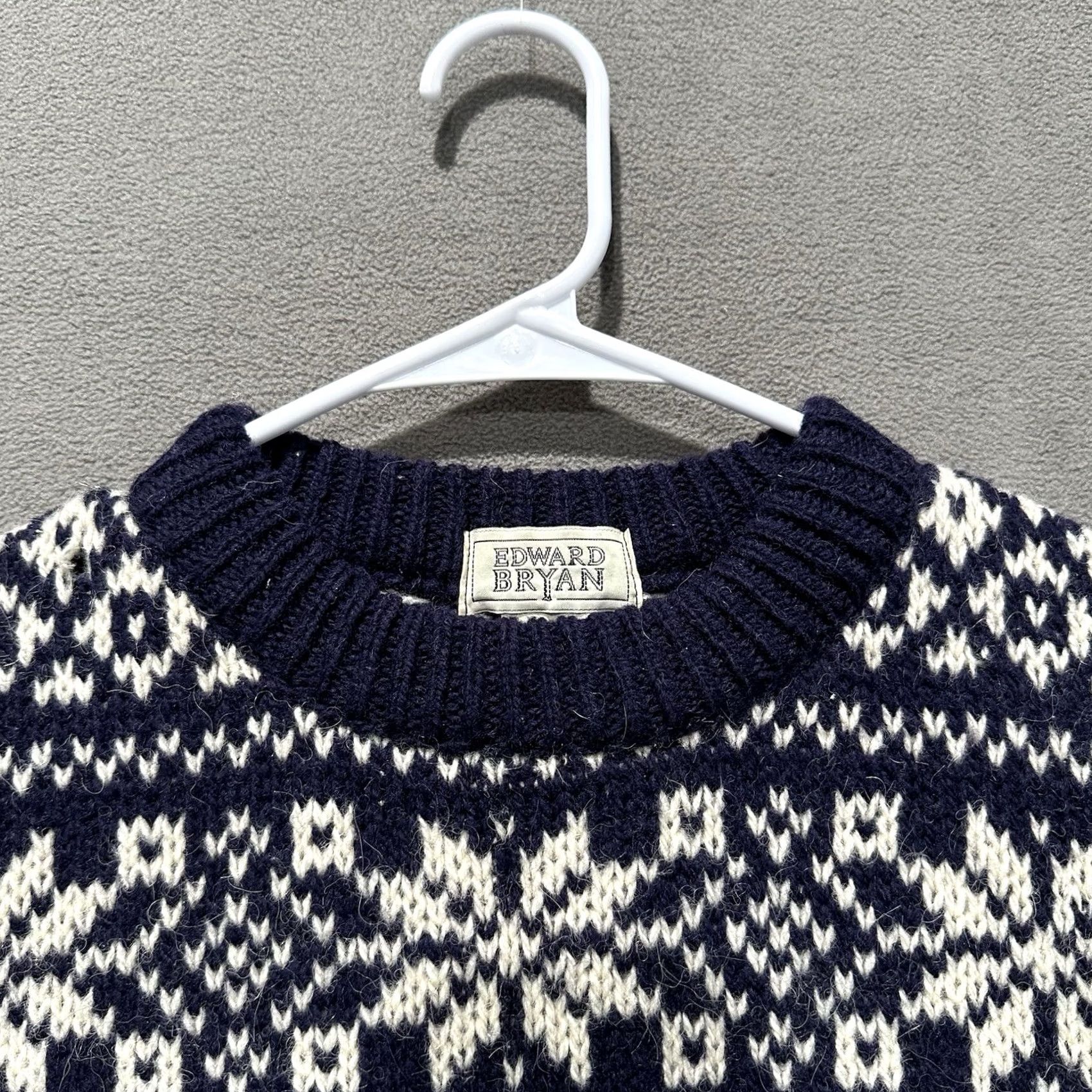Vintage Vintage Edward Bryan Sweater Mens M Blue Birdseye Fair Isle Nordic Wool Crewneck Size US M / EU 48-50 / 2 - 3 Thumbnail