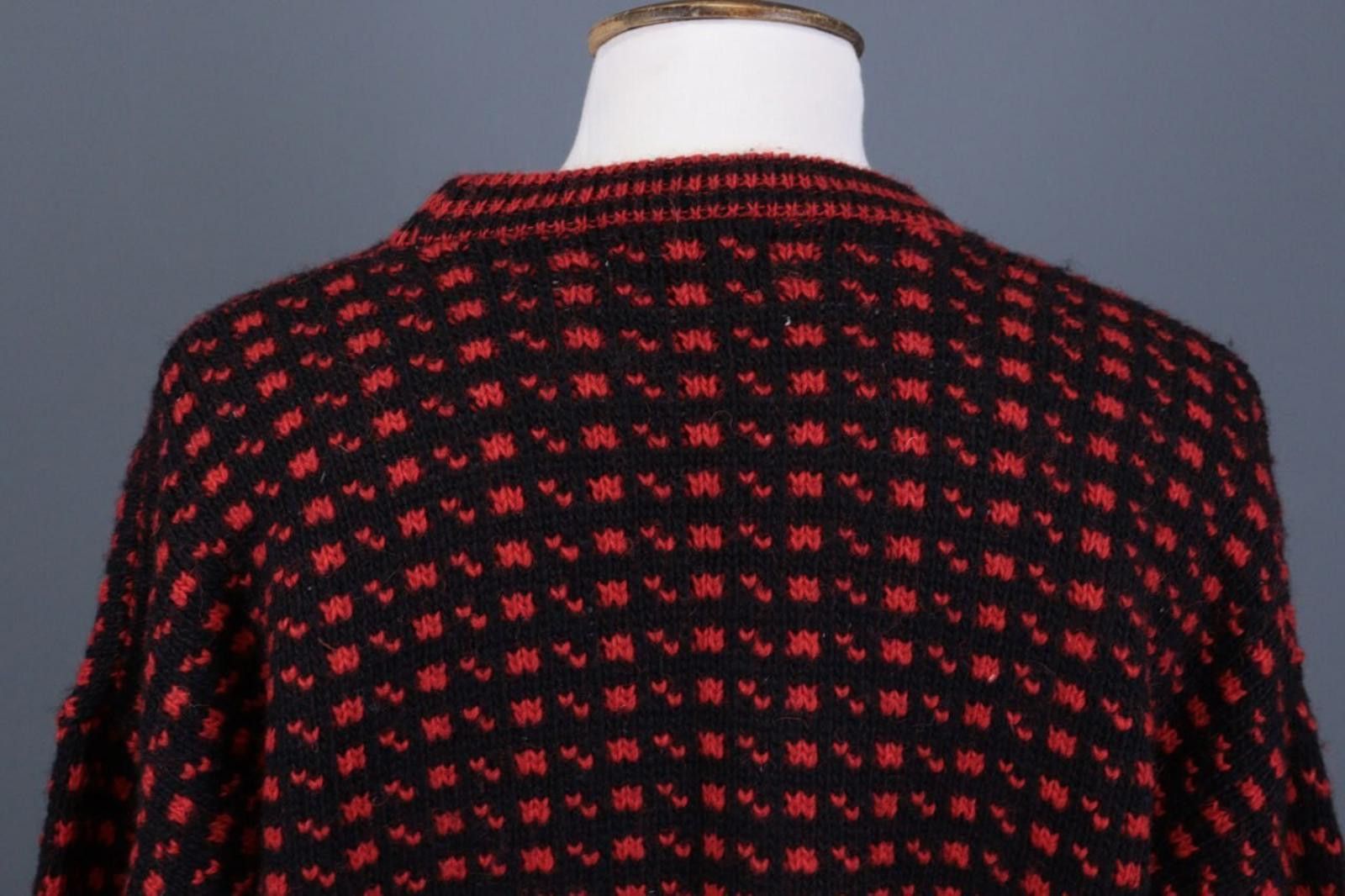 Designer Devold Norway Knit Black Pritned Wool Sweater Size XL / 54 Size US XL / EU 56 / 4 - 10 Thumbnail