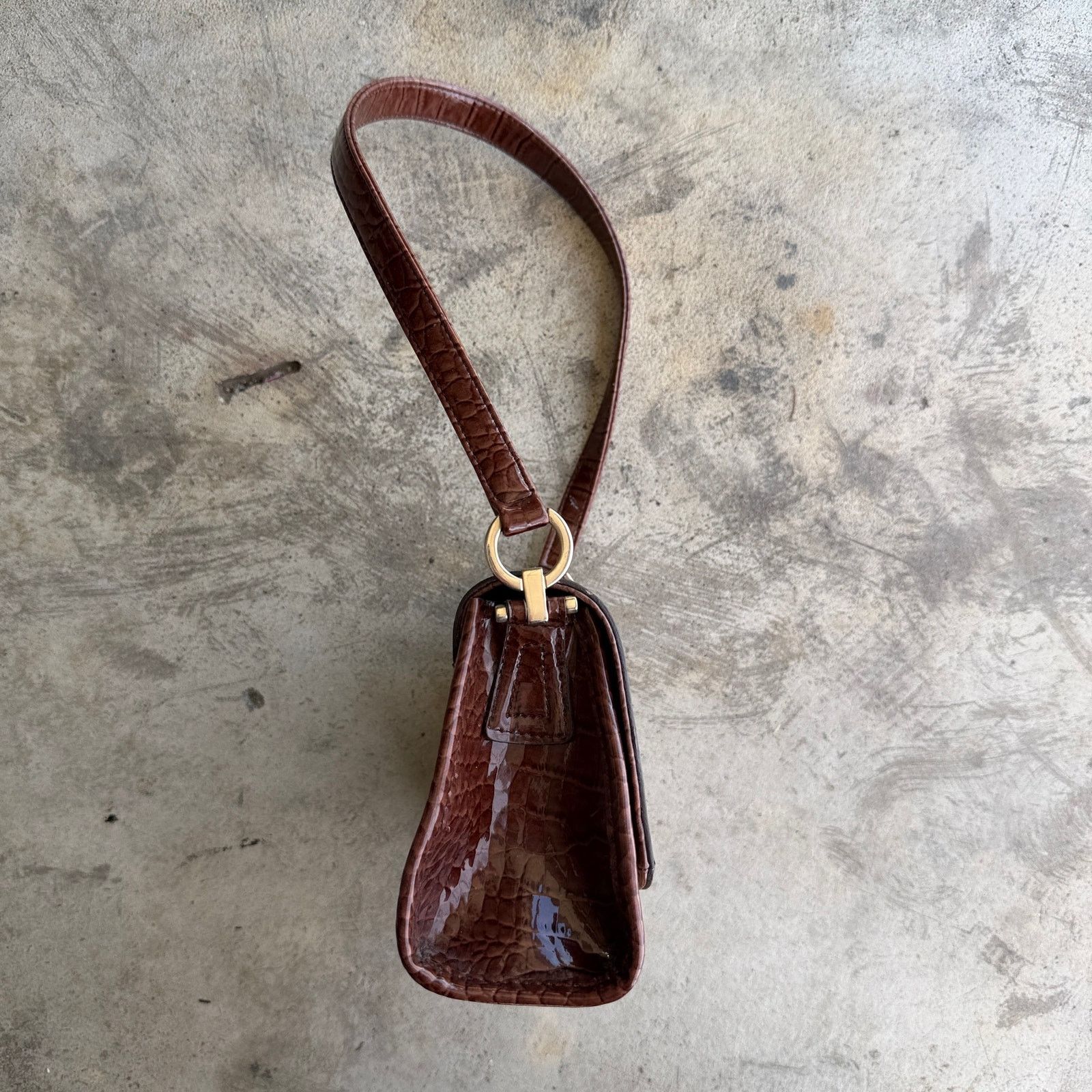Liz Claiborne Vintage y2k Brown Faux Croc and Floral Tapestry Shoulder Bag Size ONE SIZE - 5 Thumbnail